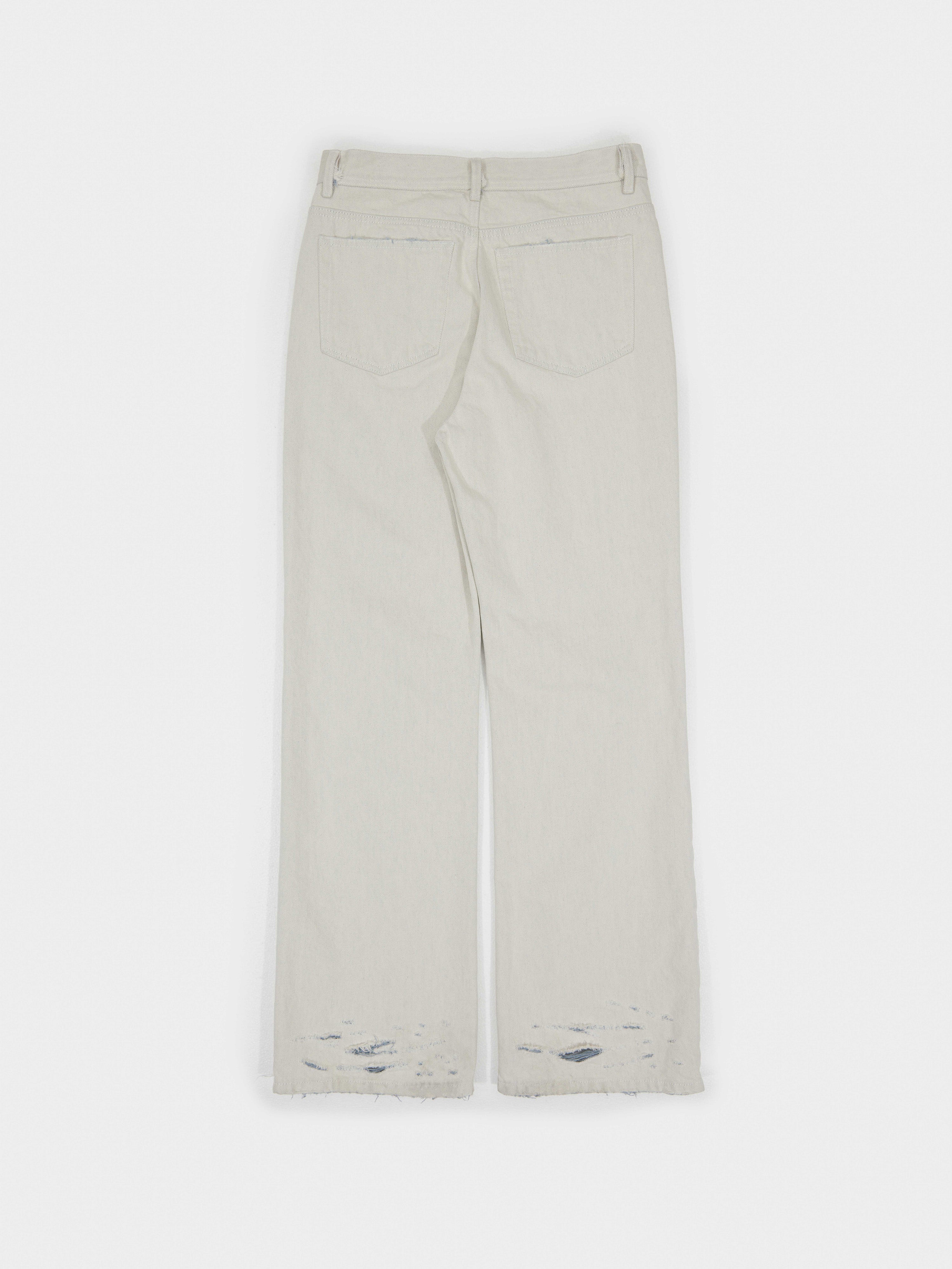 Distressed Flared Jeans in Off-White