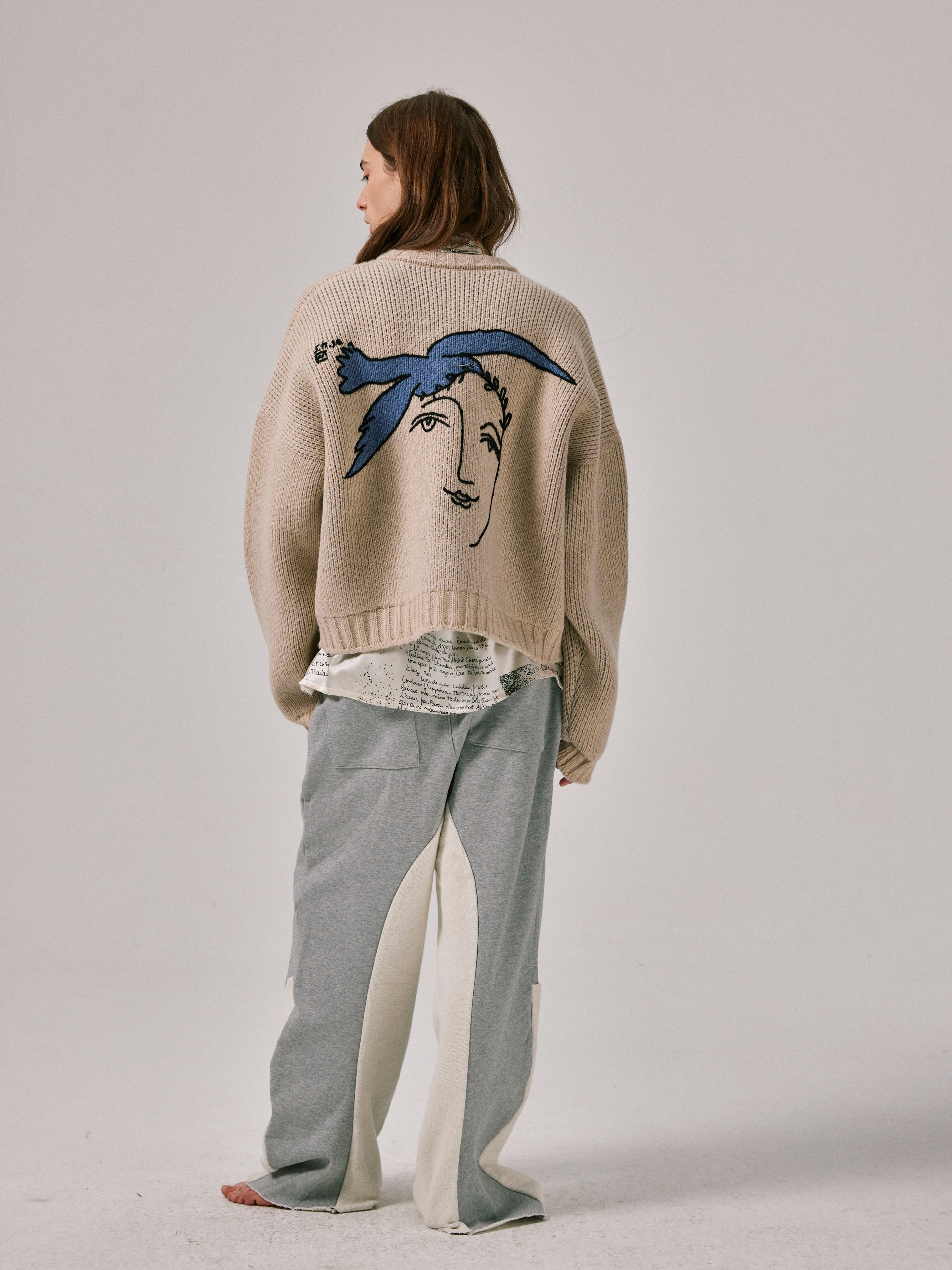 Amicus Animae アート ピジョン ローゲージ ニットカーディガン Dove of Peace Cardigan