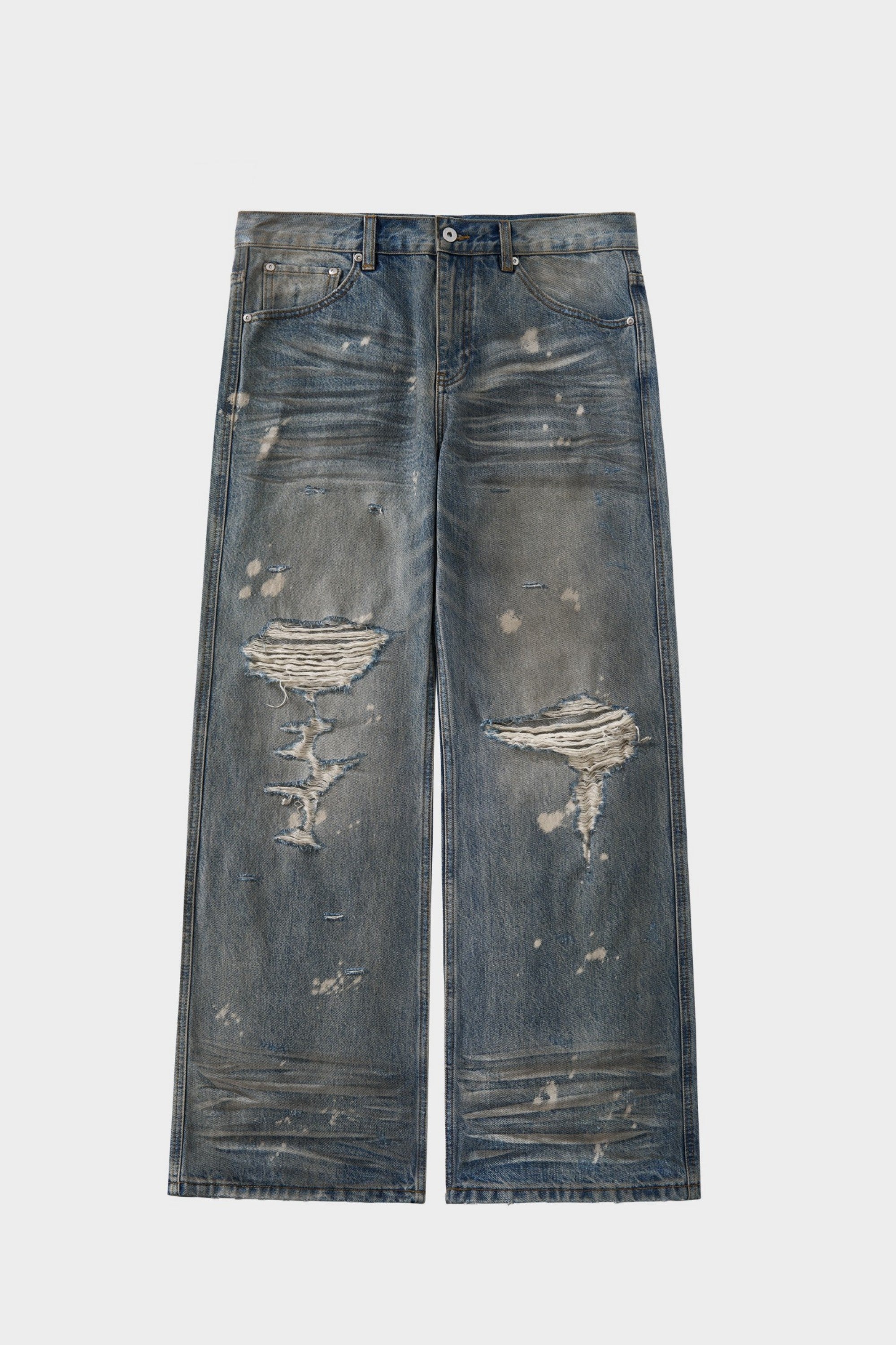 Mud-Dye Distressed Flared Jeans