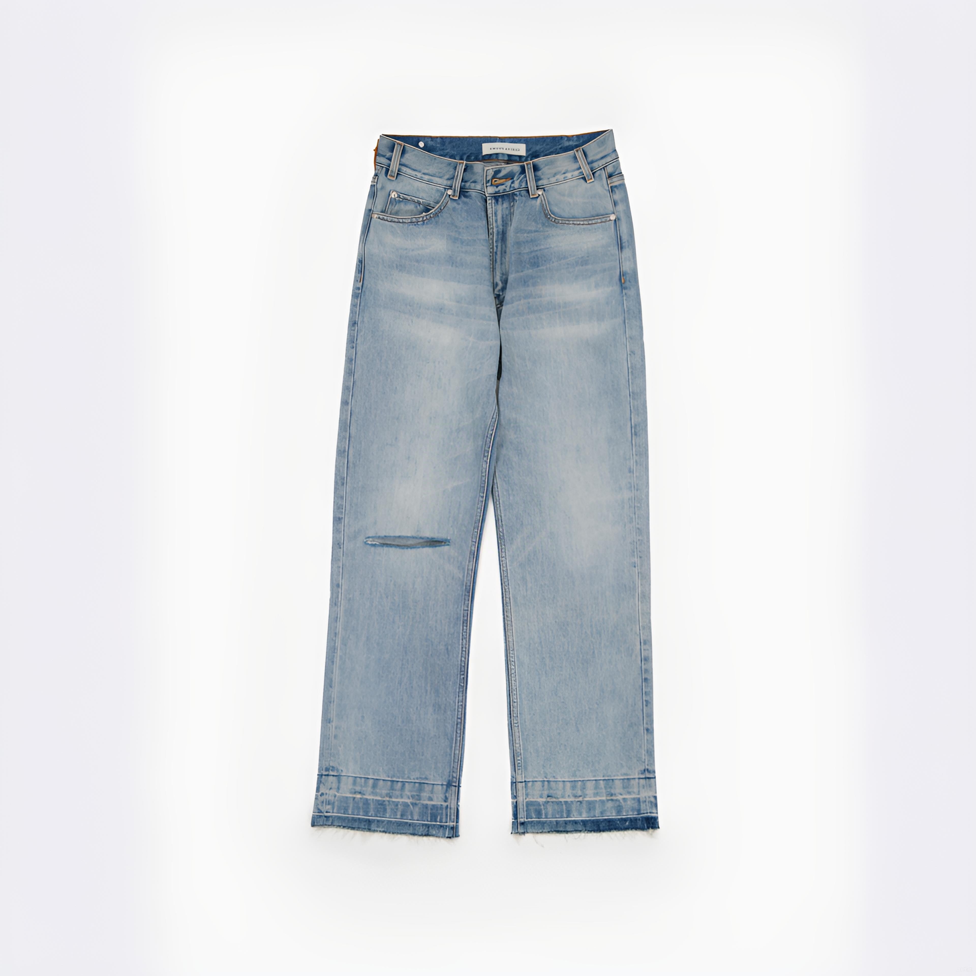 Mid-Rise Wide Leg Ripped Jeans