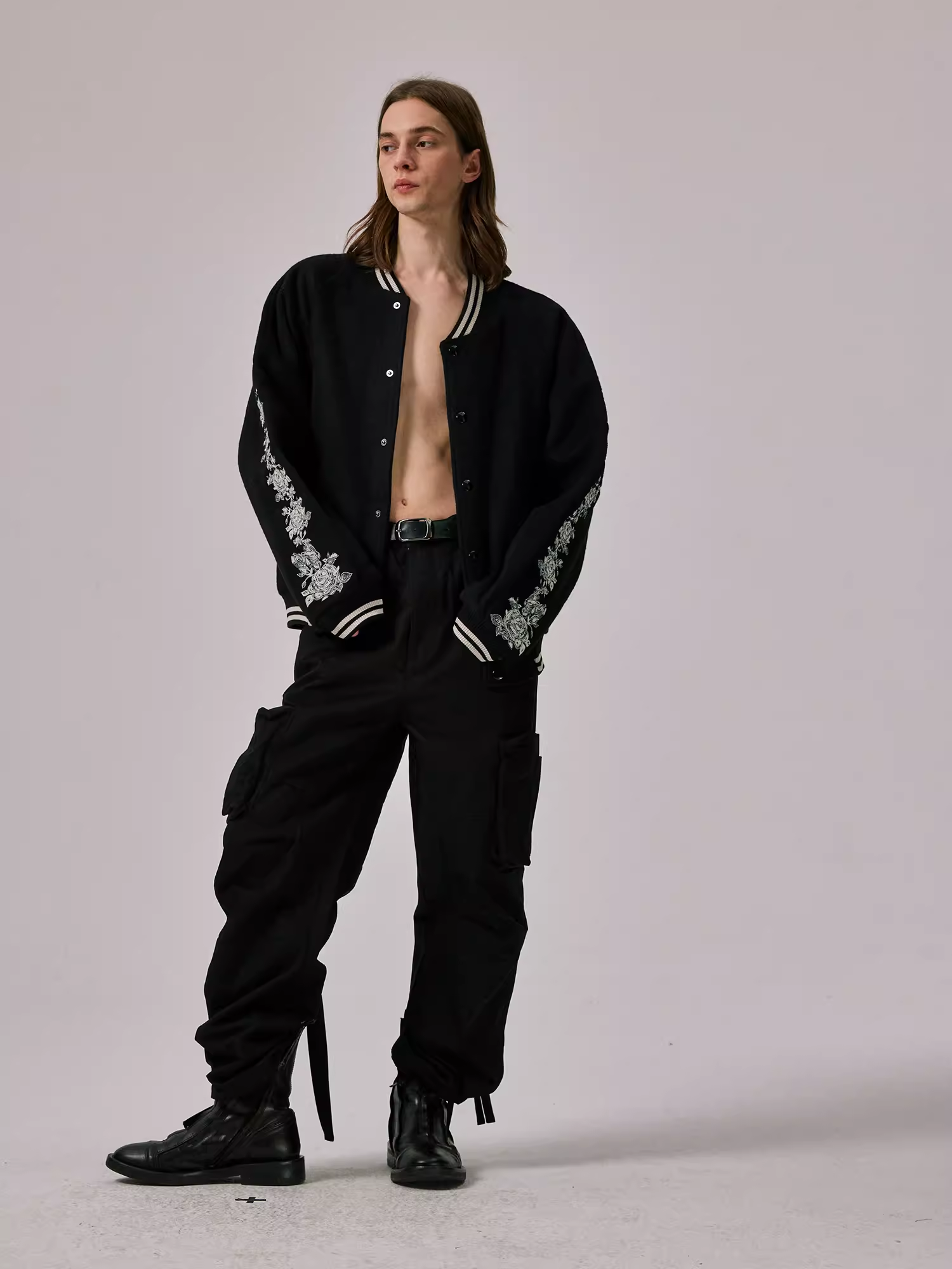 Floral-Embroidered Wool and Silk Blend Varsity Jacket