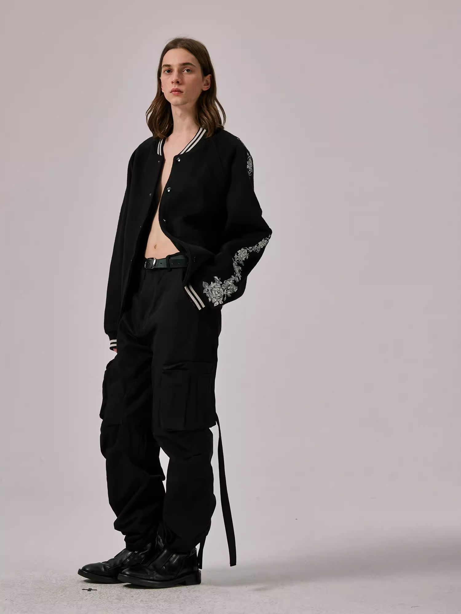 Floral-Embroidered Wool and Silk Blend Varsity Jacket