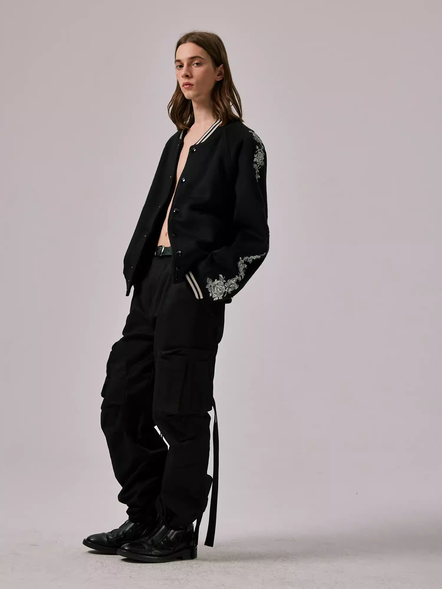 Floral-Embroidered Wool and Silk Blend Varsity Jacket