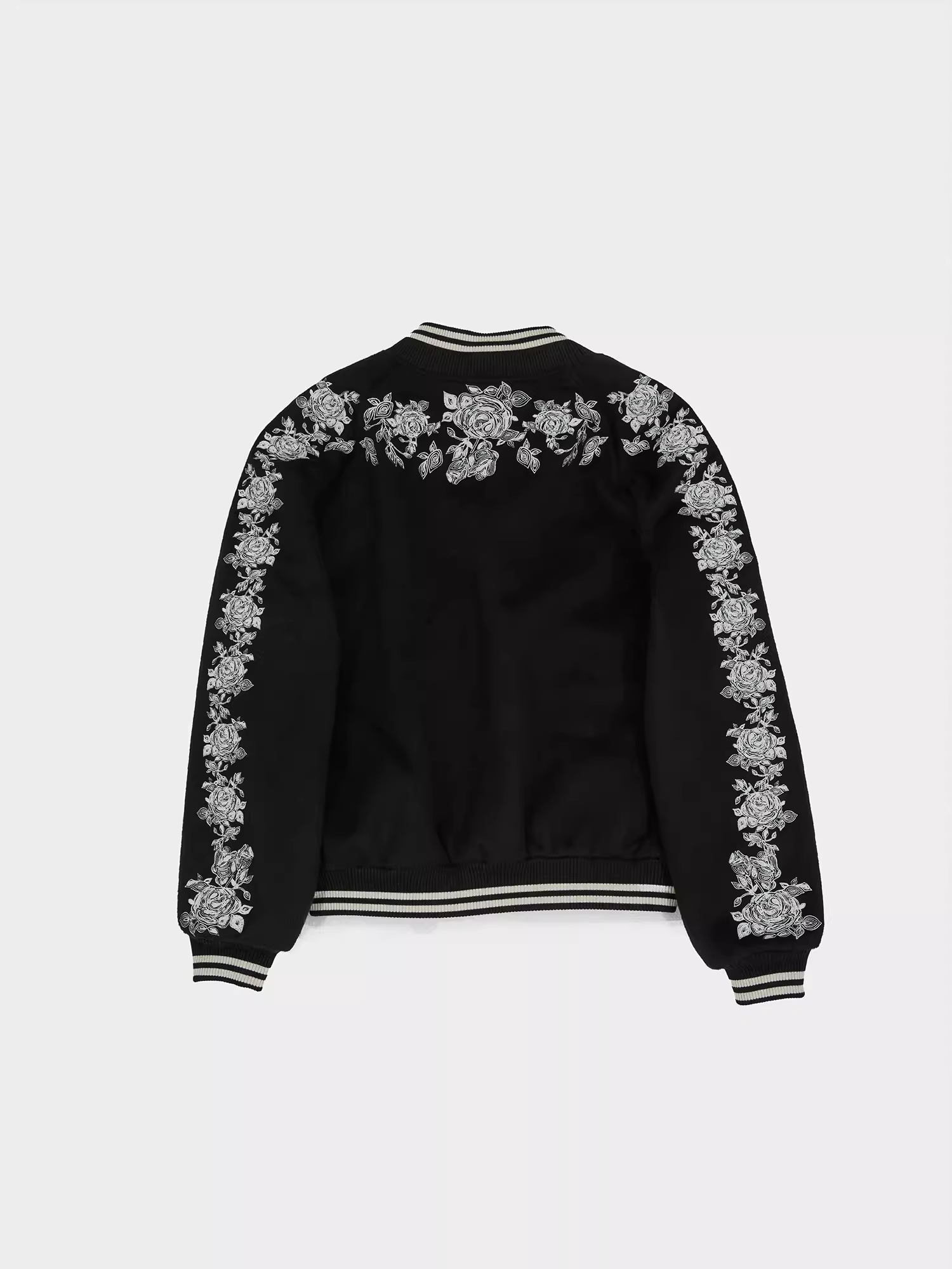Floral-Embroidered Wool and Silk Blend Varsity Jacket