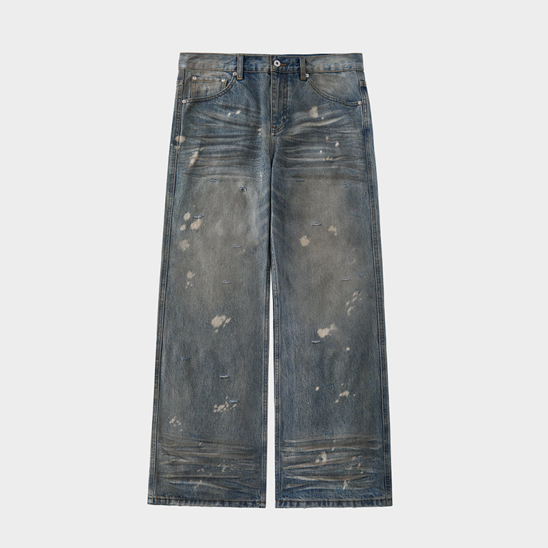 Mud-Dye Distressed Flared Jeans