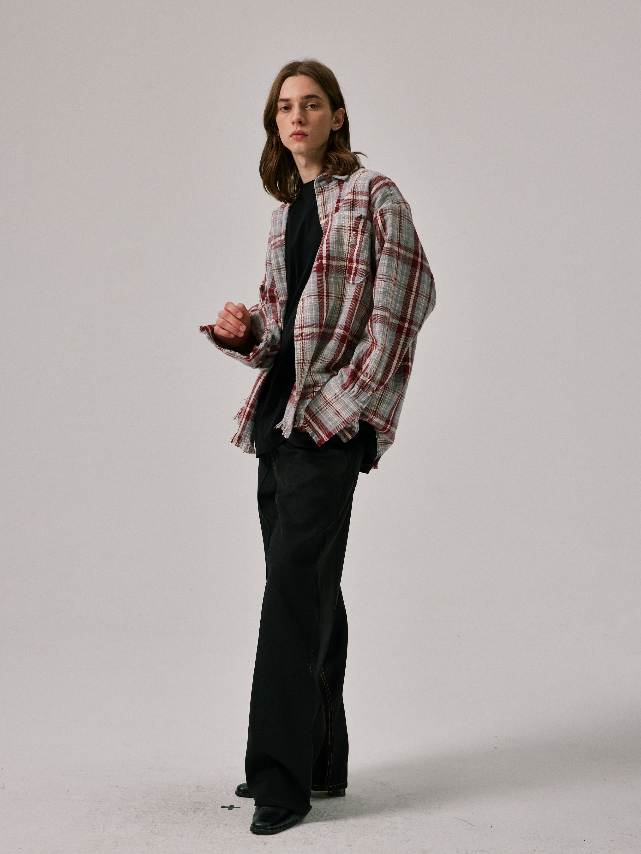 Haze Blue Checked Flannel Shirt Jacket