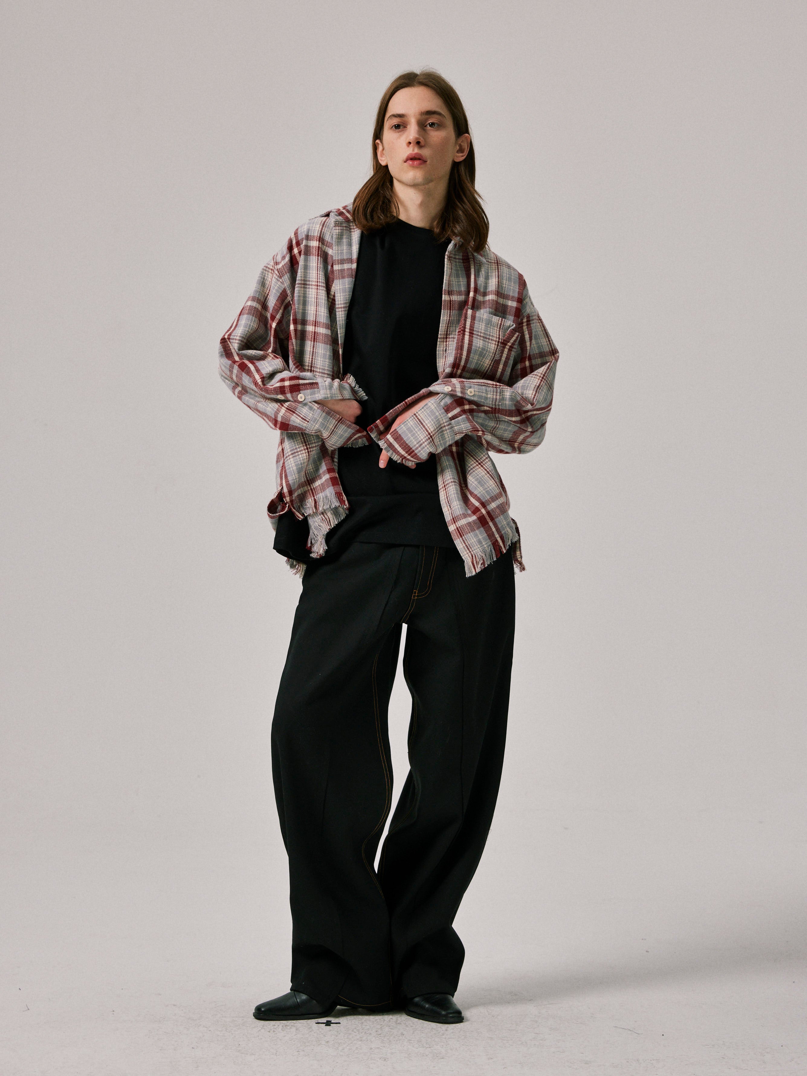 Haze Blue Checked Flannel Shirt Jacket