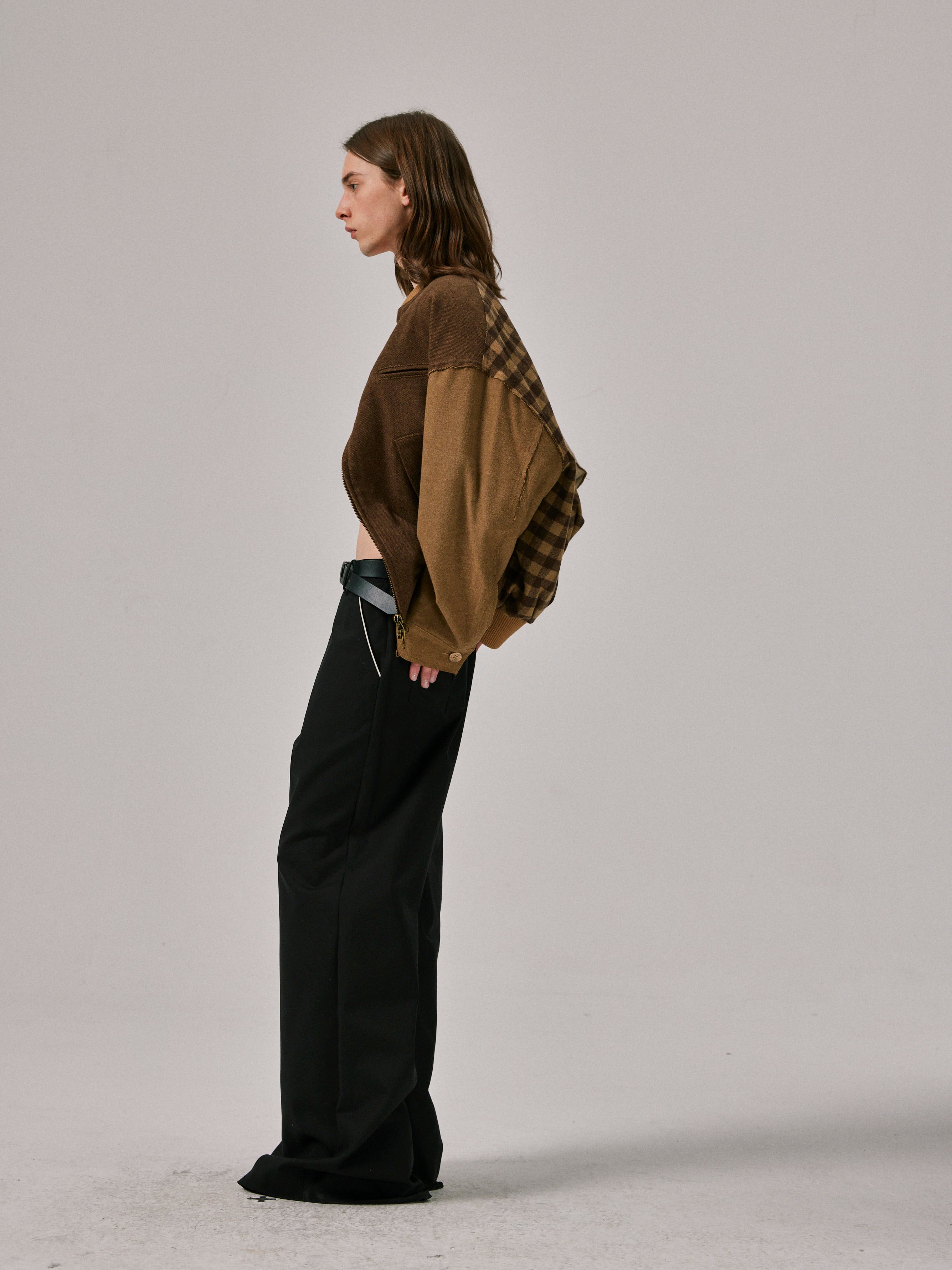 Color-Block Bomber Jacket in Brown Colorway