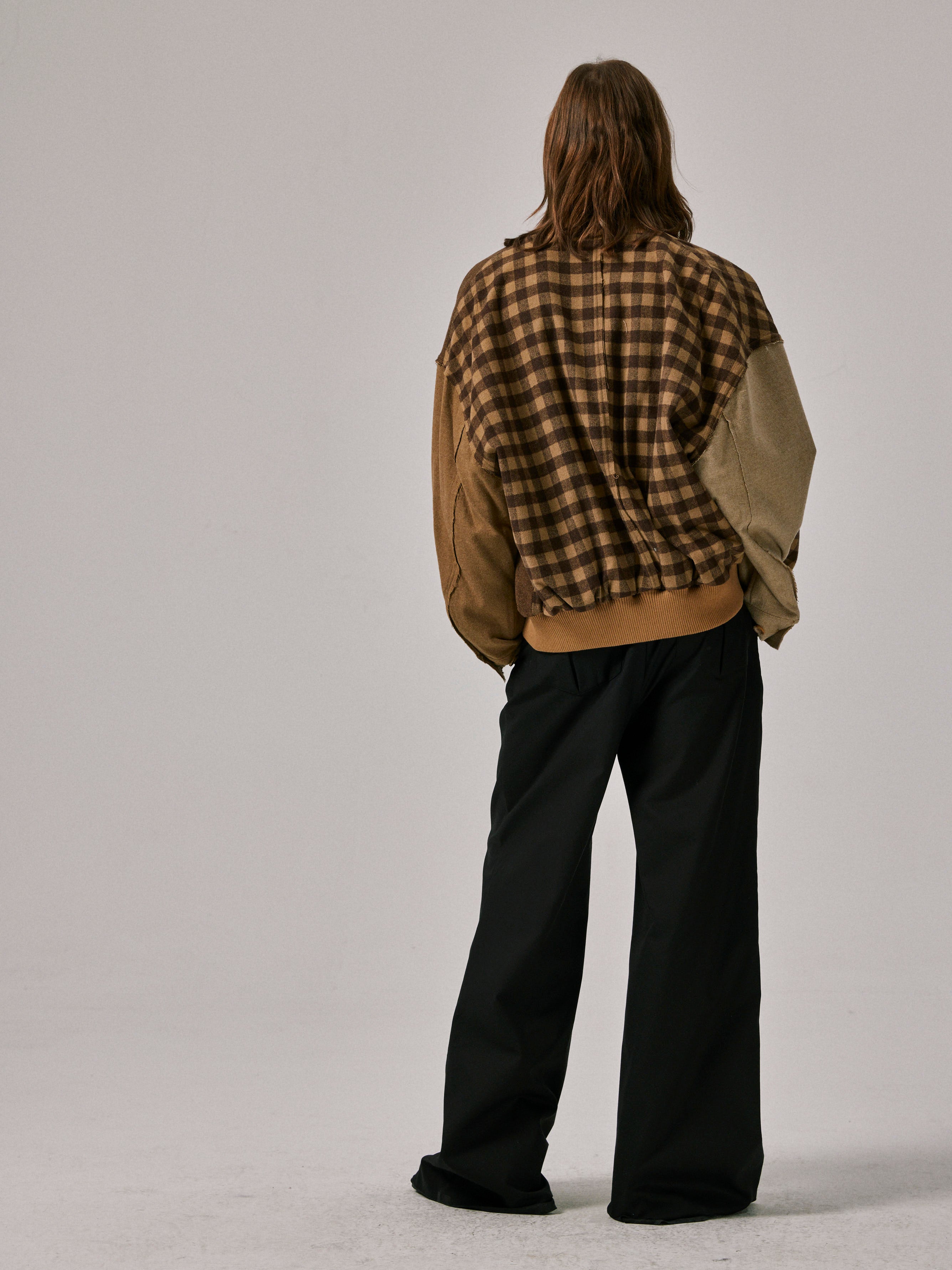 Color-Block Bomber Jacket in Brown Colorway