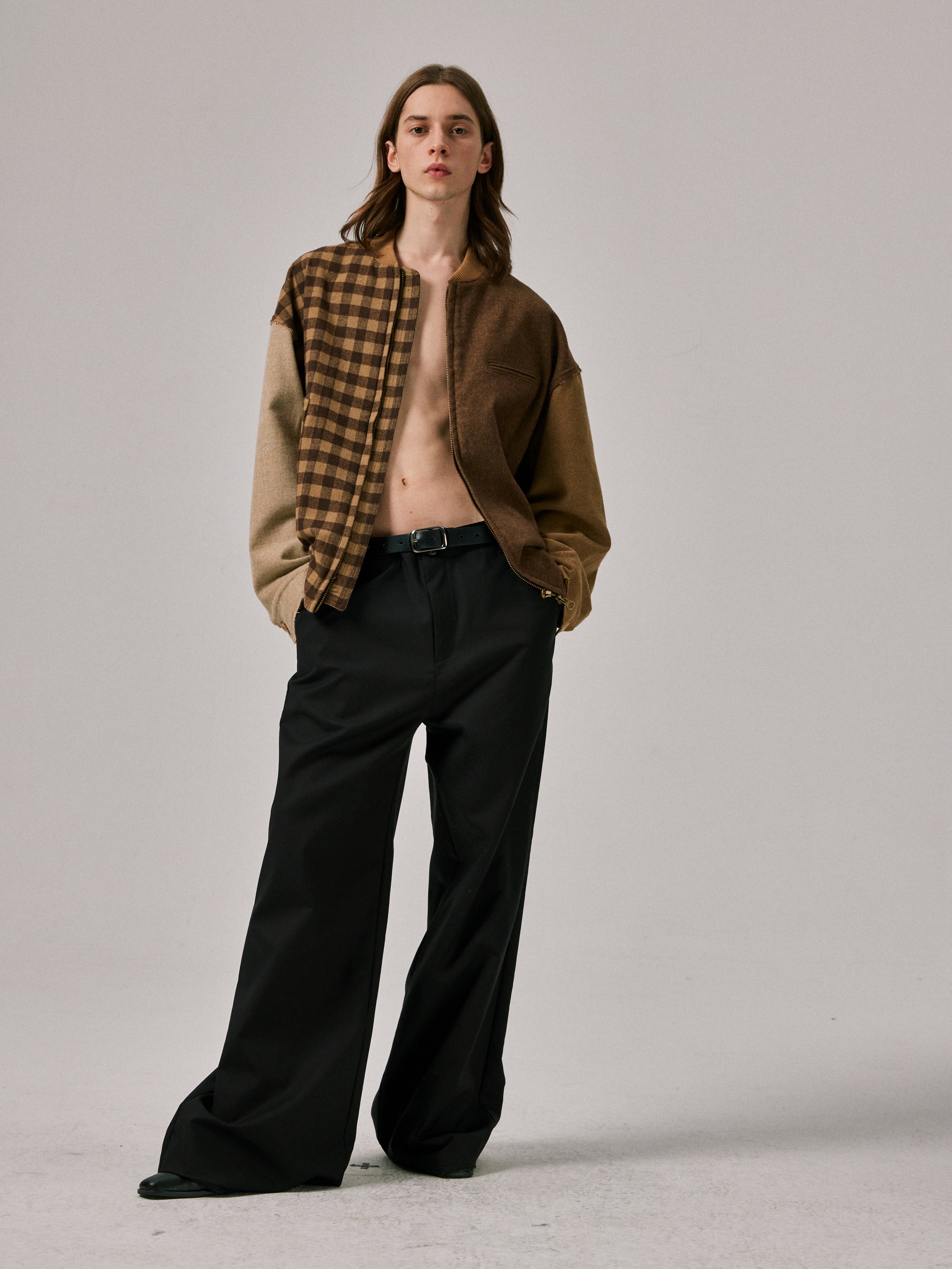 Color-Block Bomber Jacket in Brown Colorway