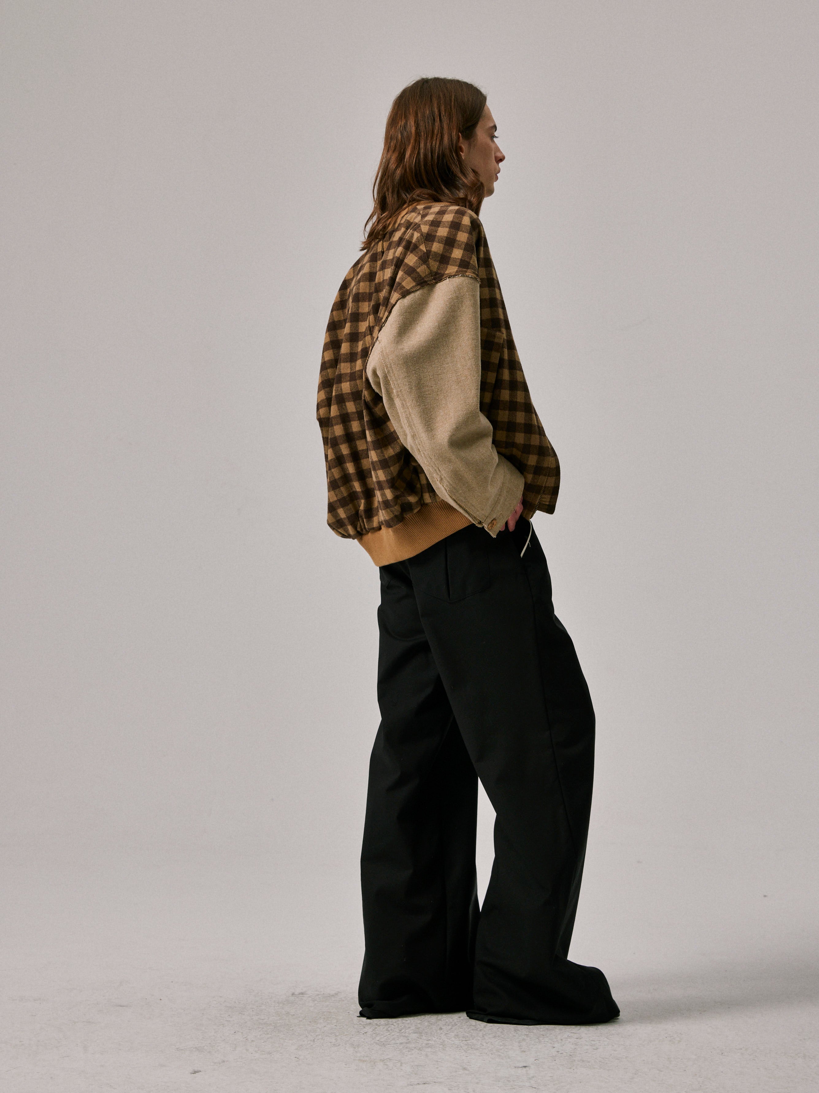 Color-Block Bomber Jacket in Brown Colorway