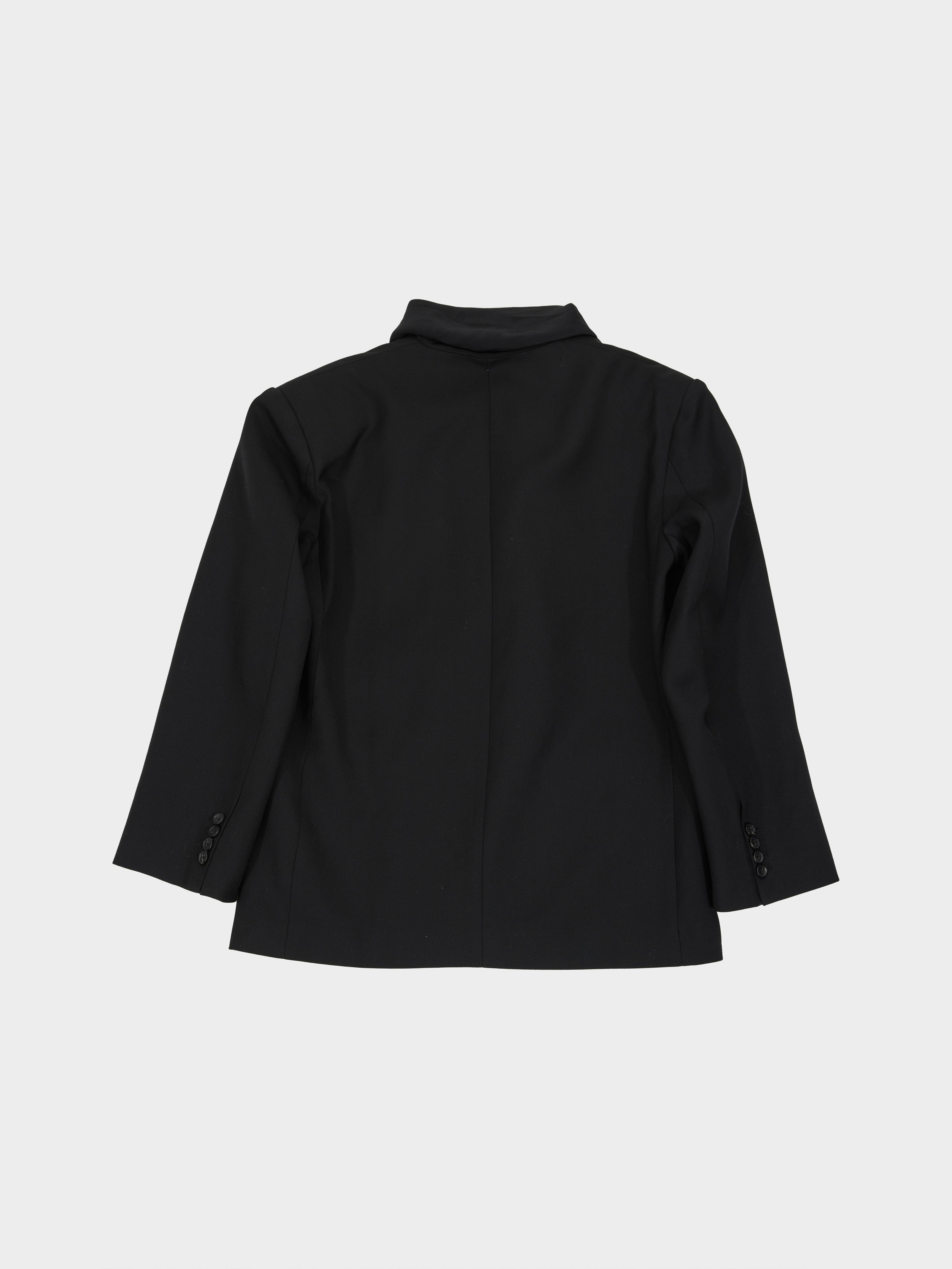 Cropped Wool Blazer With Silk Lapel