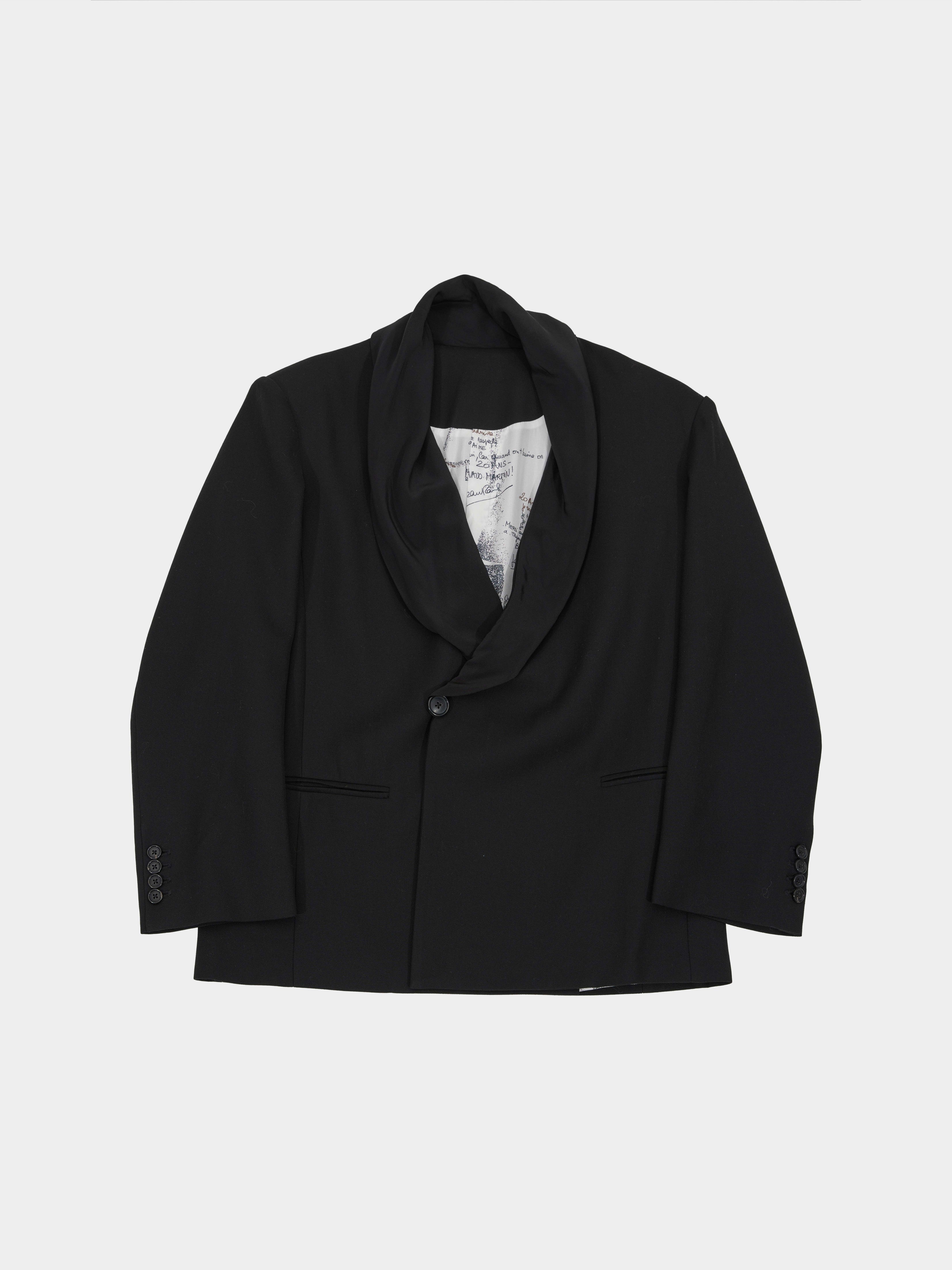 Cropped Wool Blazer With Silk Lapel
