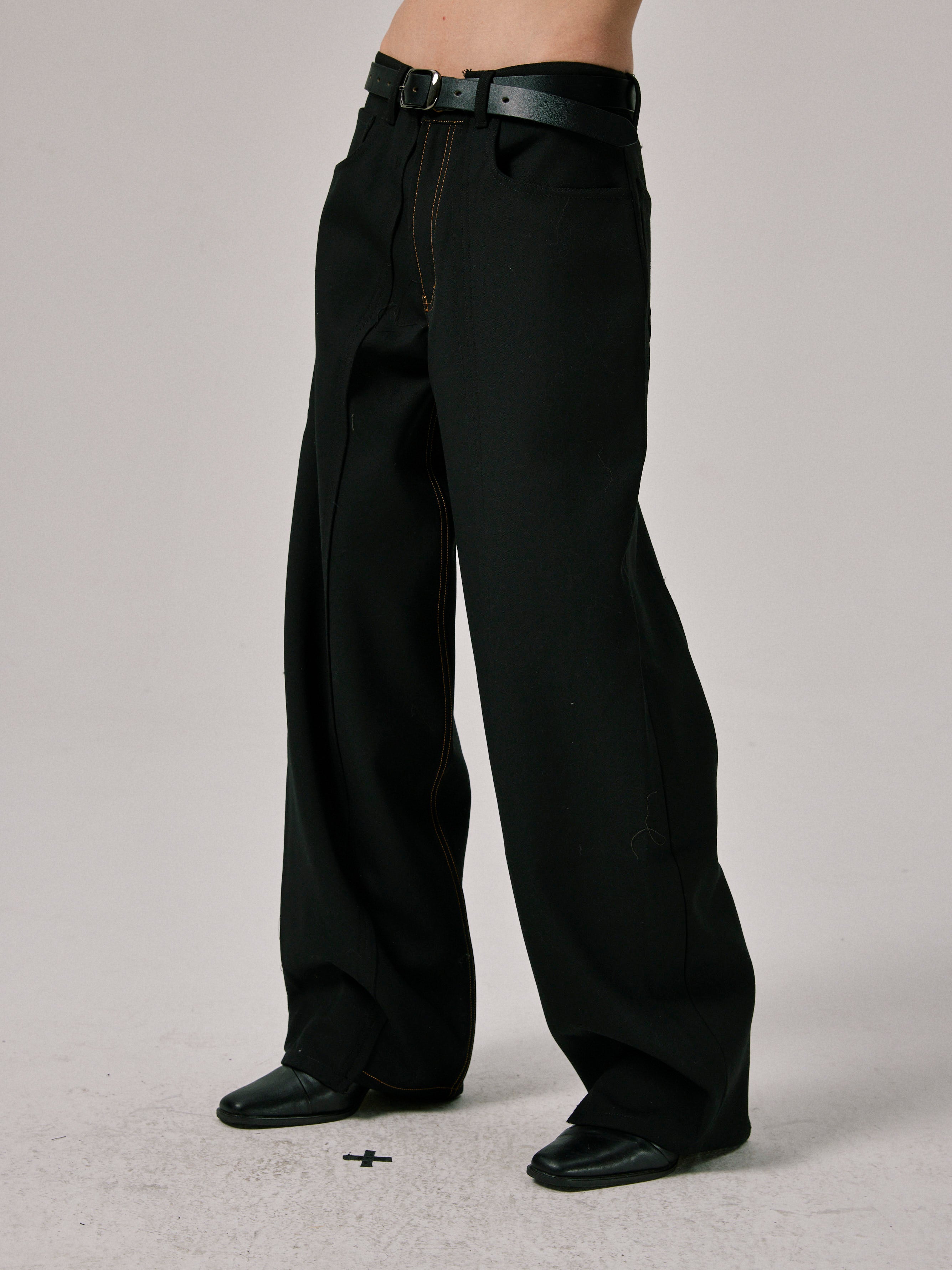 Reconstructed Trousers with Raw Edge