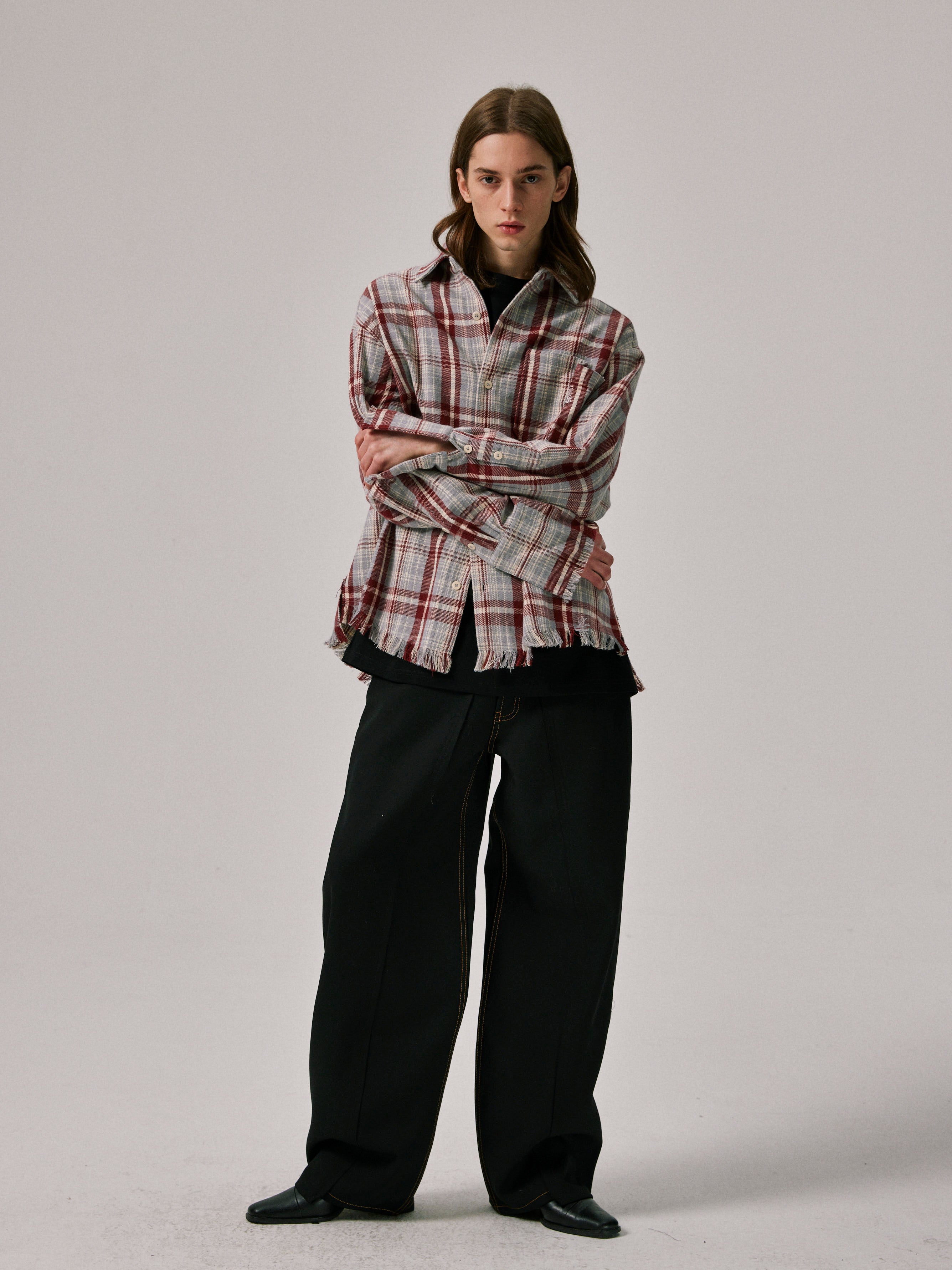 Reconstructed Trousers with Raw Edge