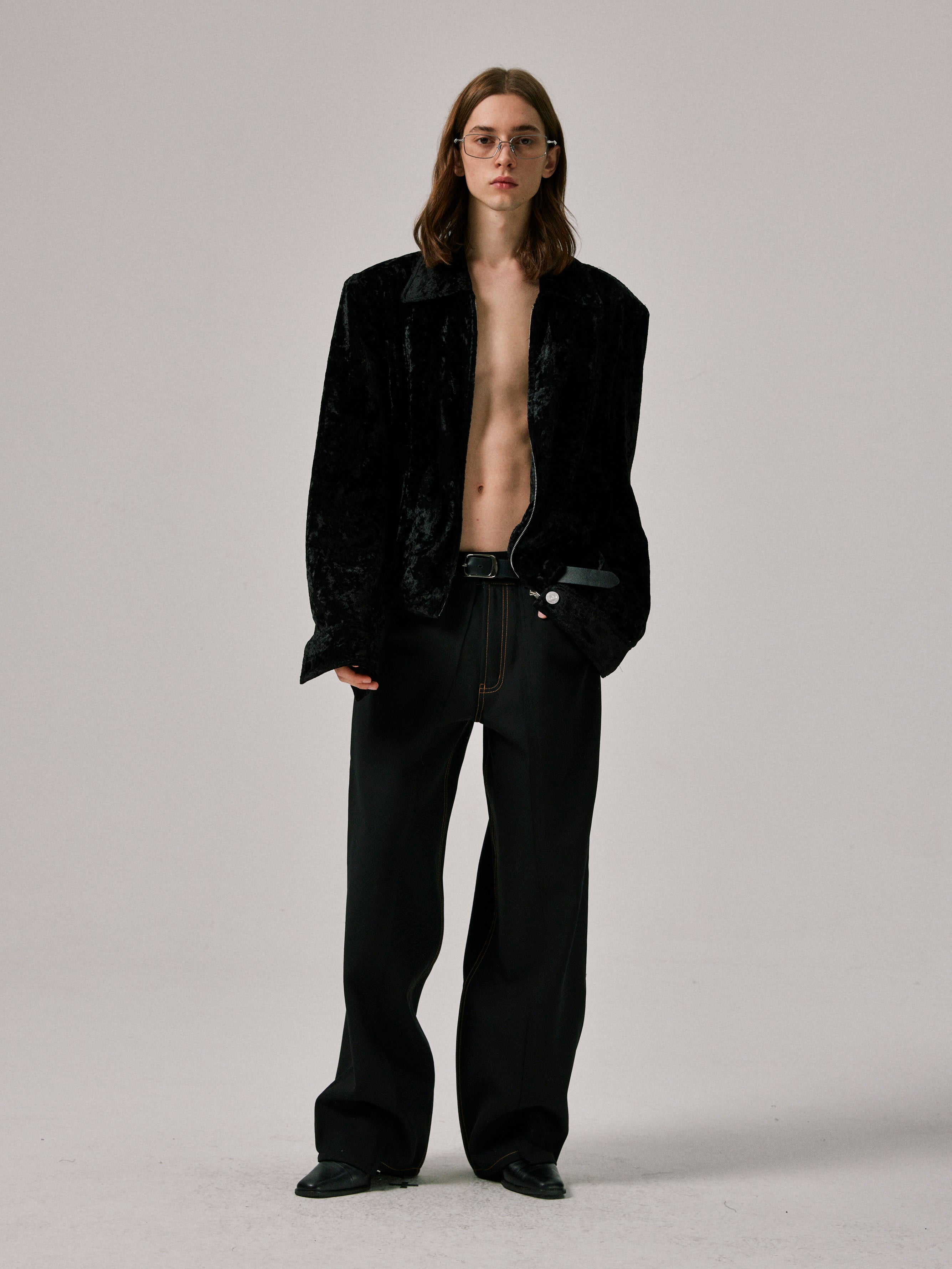 Reconstructed Trousers with Raw Edge