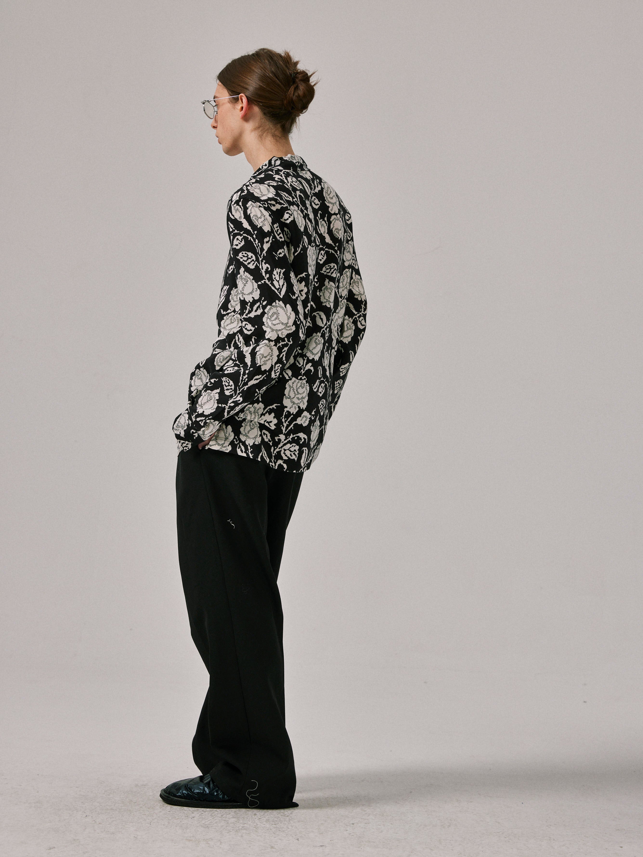 Rose Print Silk Shirt