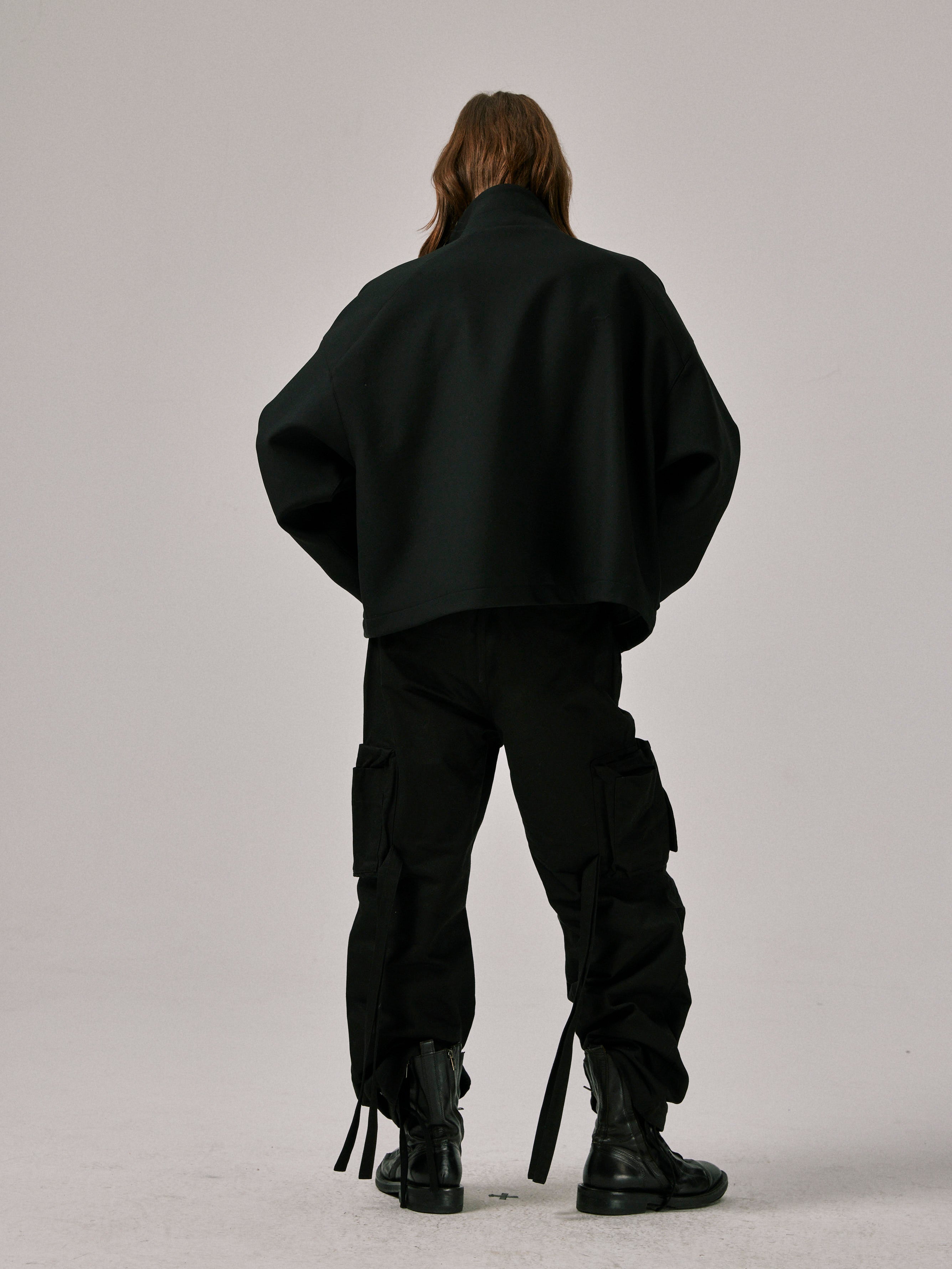 Cropped Standing Collar Jacket