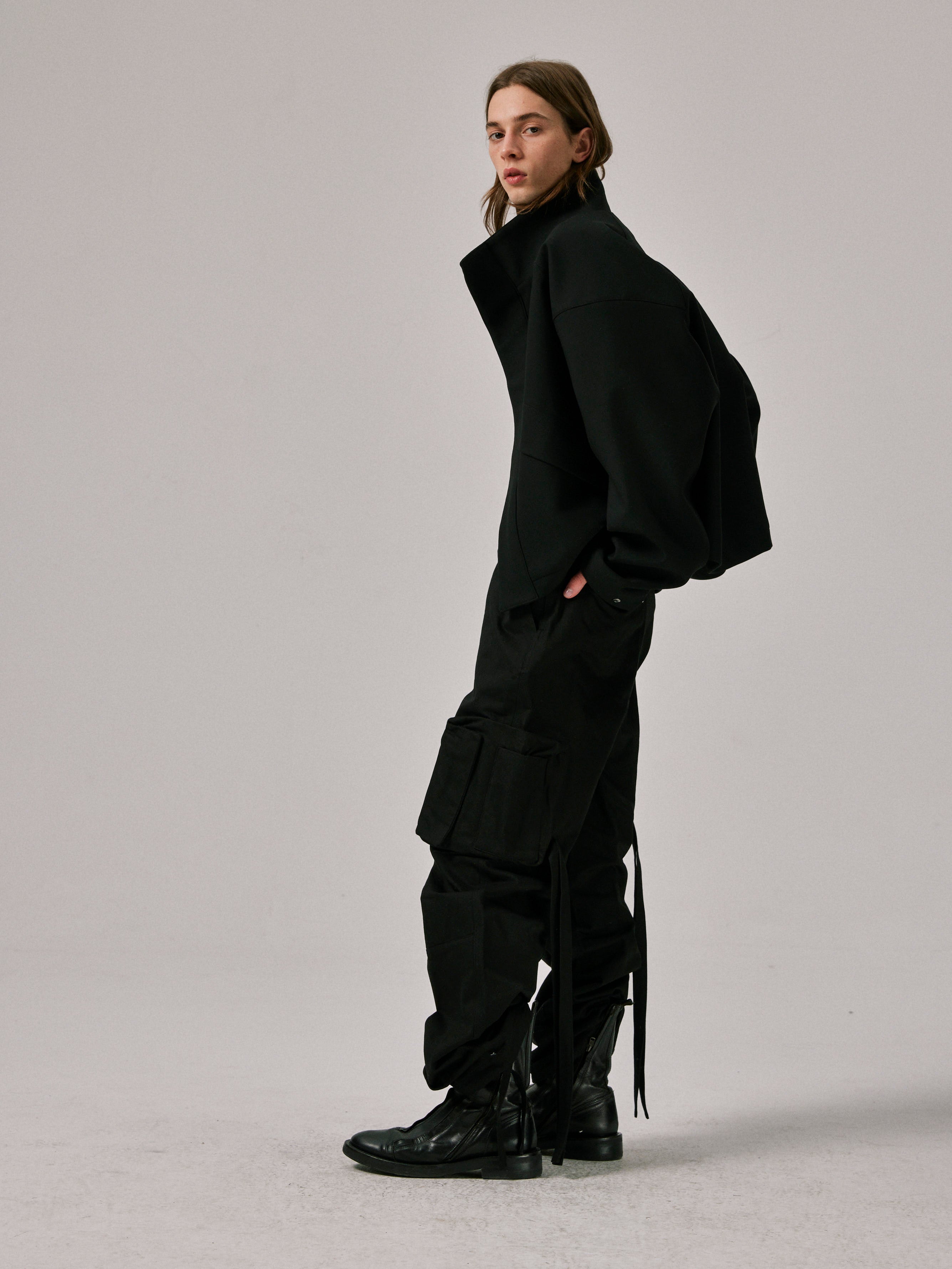 Cropped Standing Collar Jacket