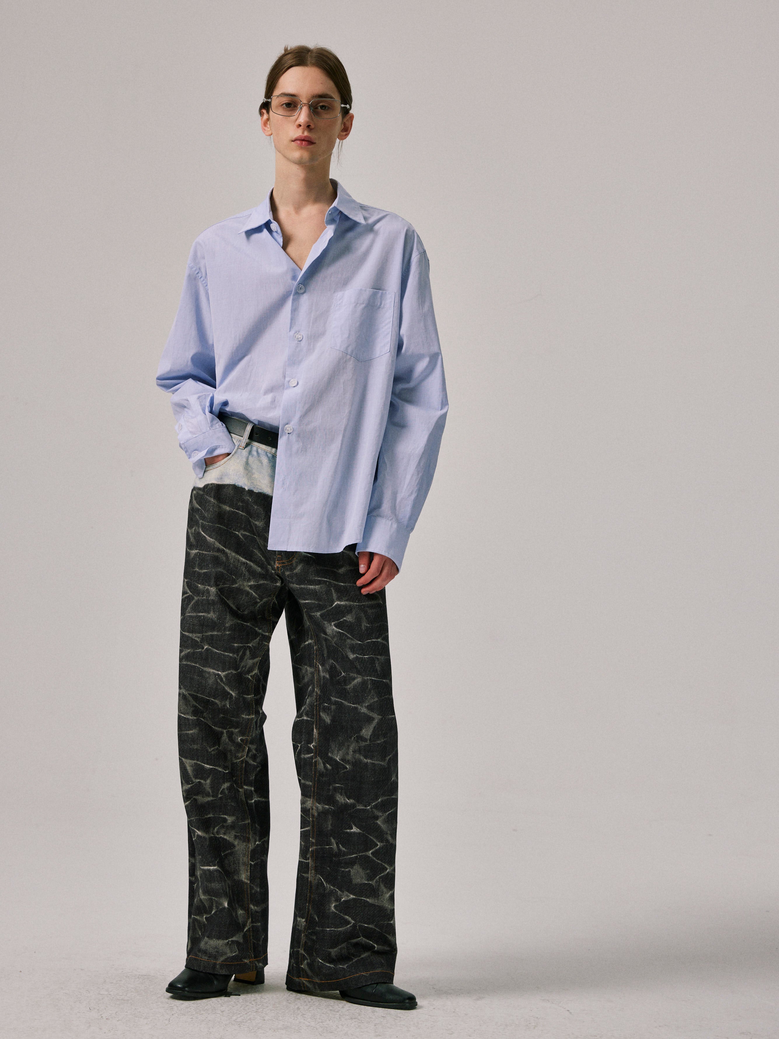 Straight-Leg Jeans in Digital Denim Print