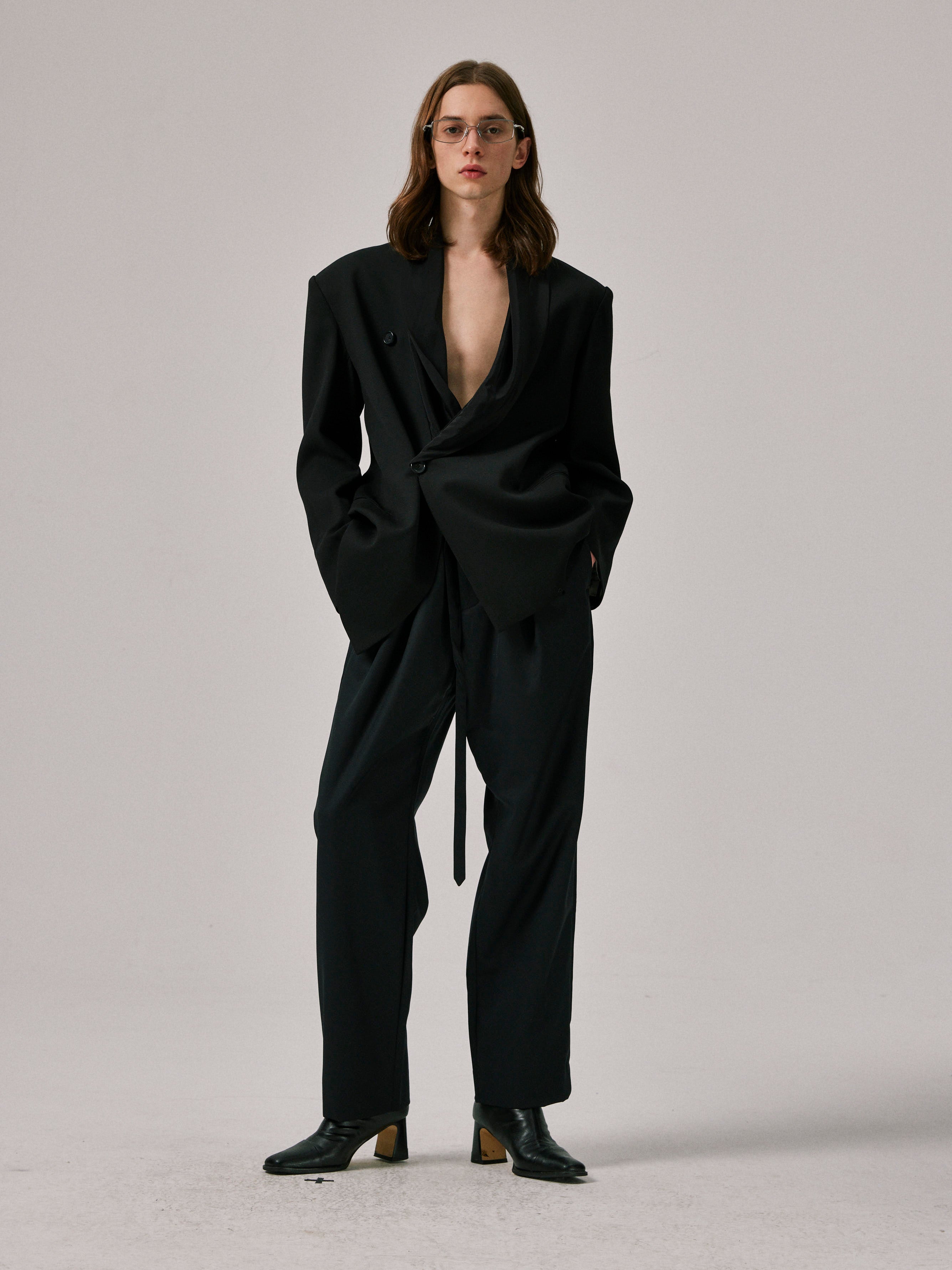 Classic Pleated Trousers with Belt