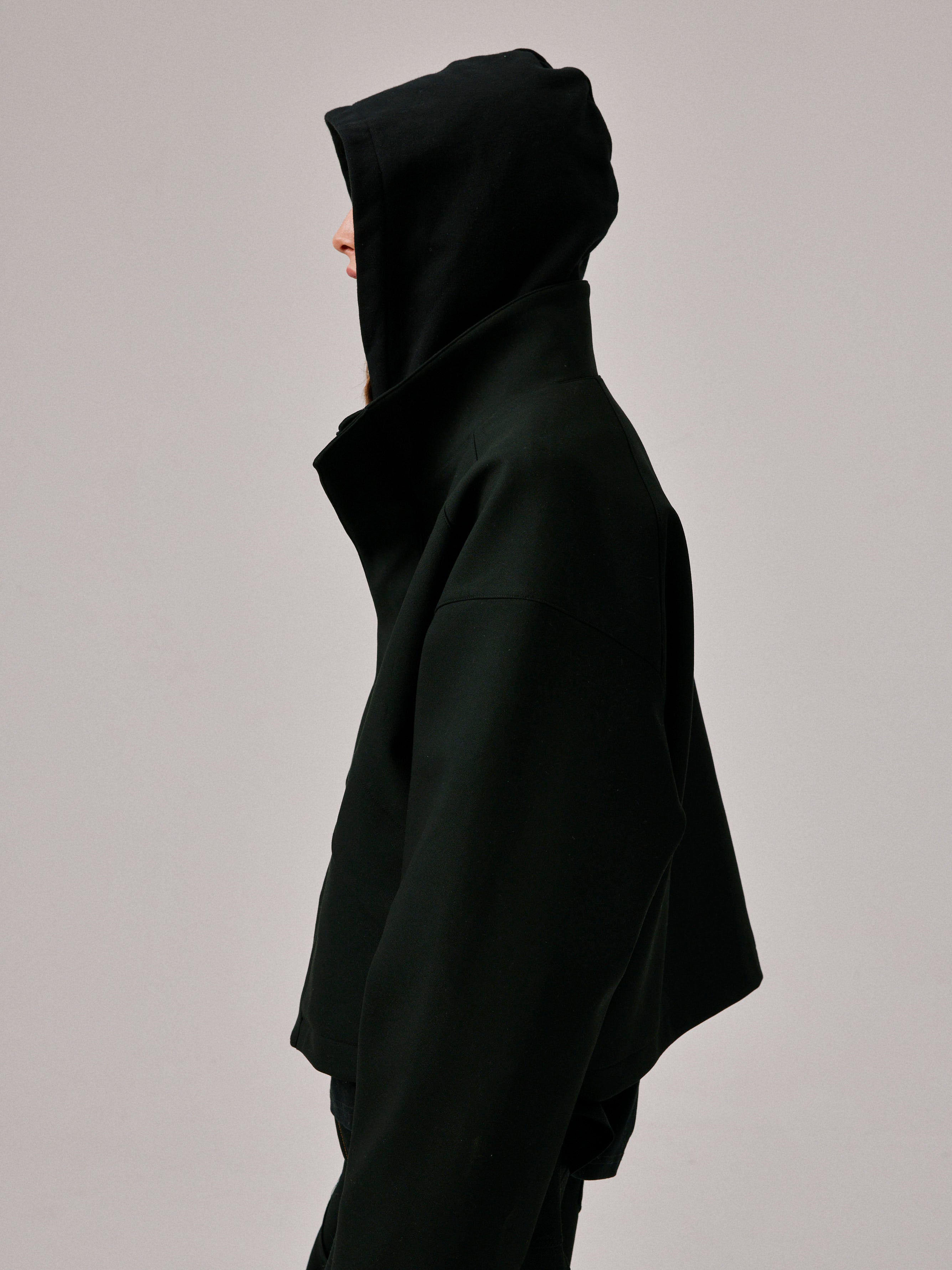 Cropped Standing Collar Jacket