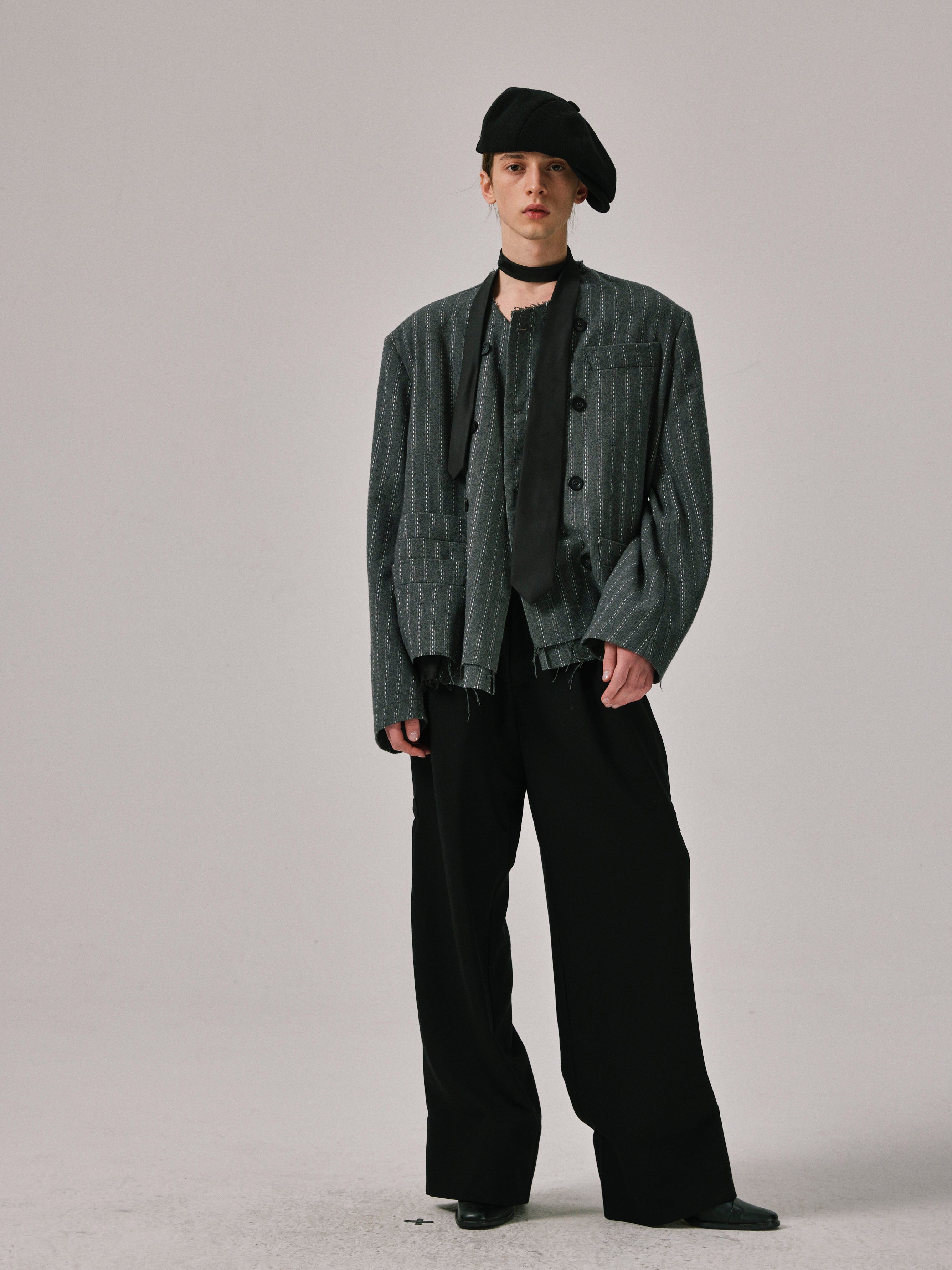 Raw-Cut Double Breast Blazer