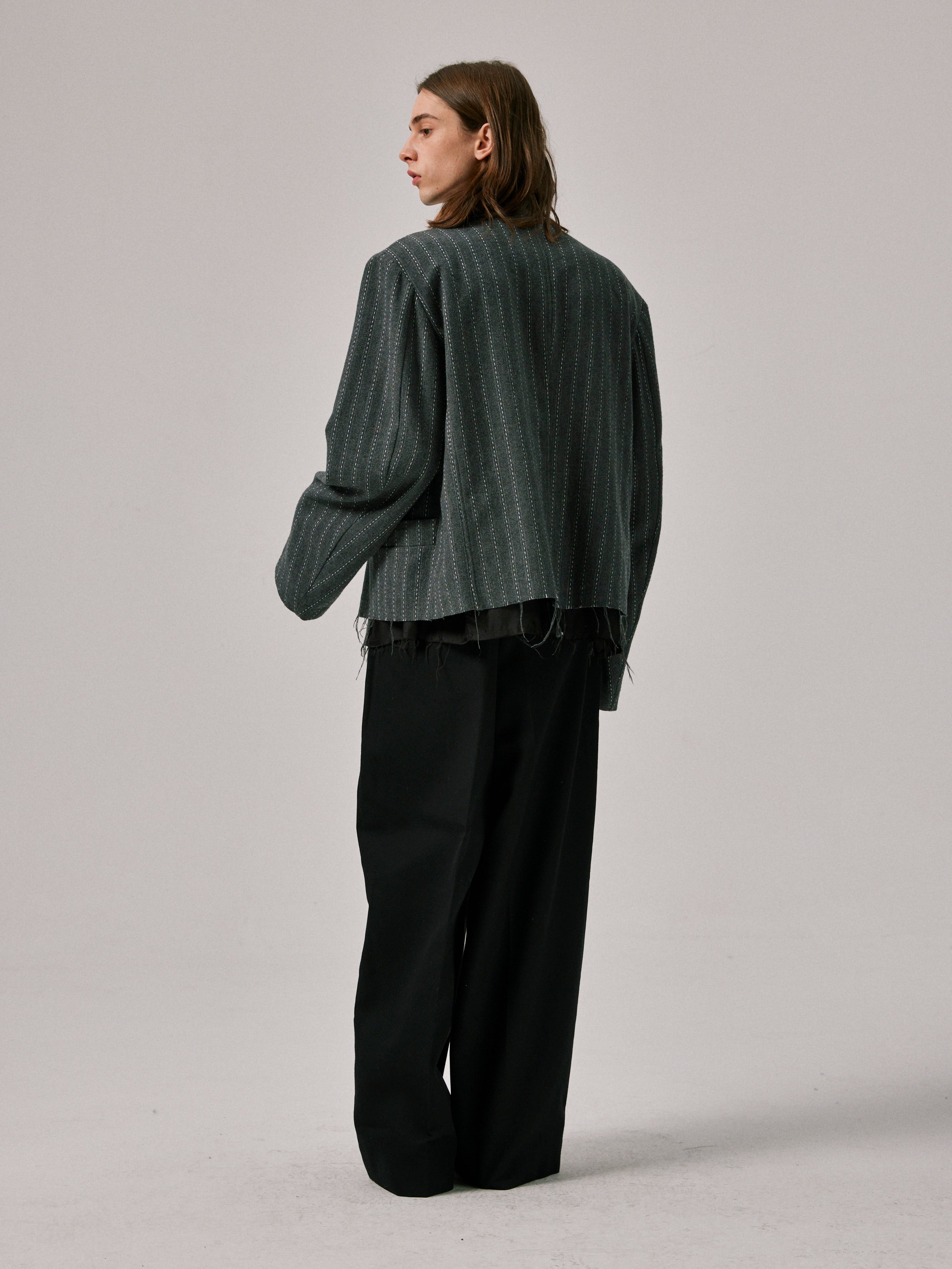 Raw-Cut Double Breast Blazer