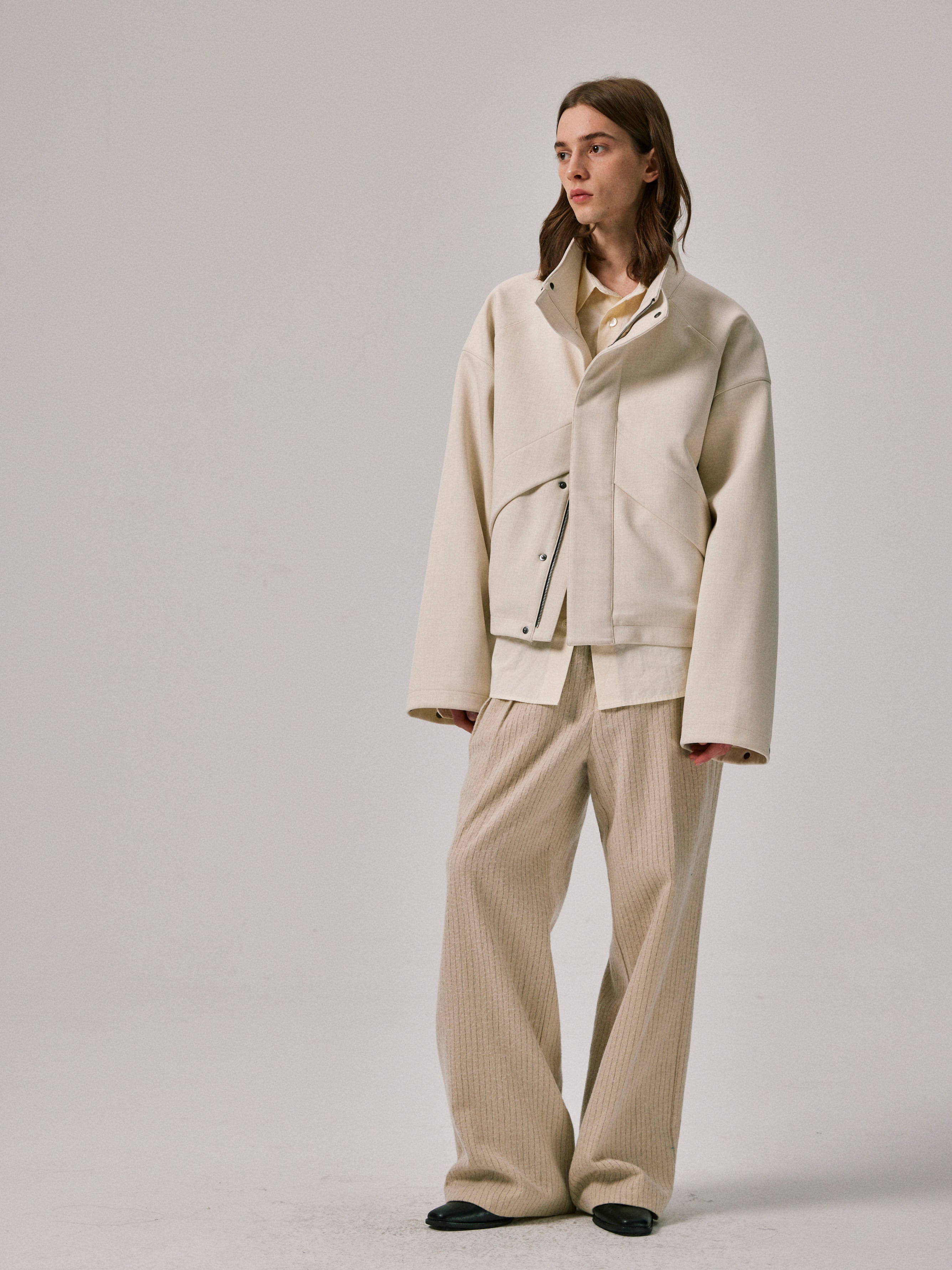 Cropped Standing Collar Jacket