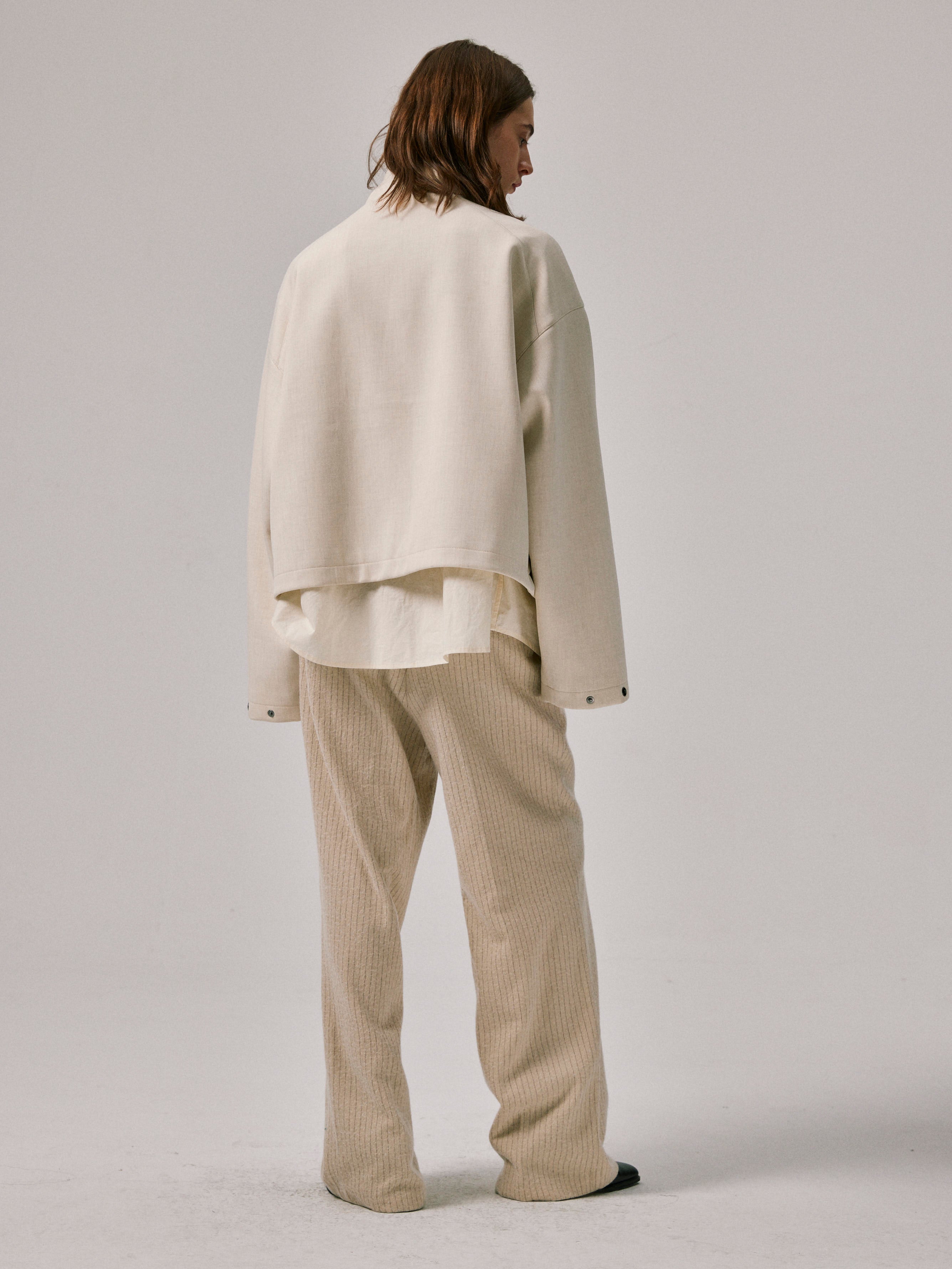 Cropped Standing Collar Jacket
