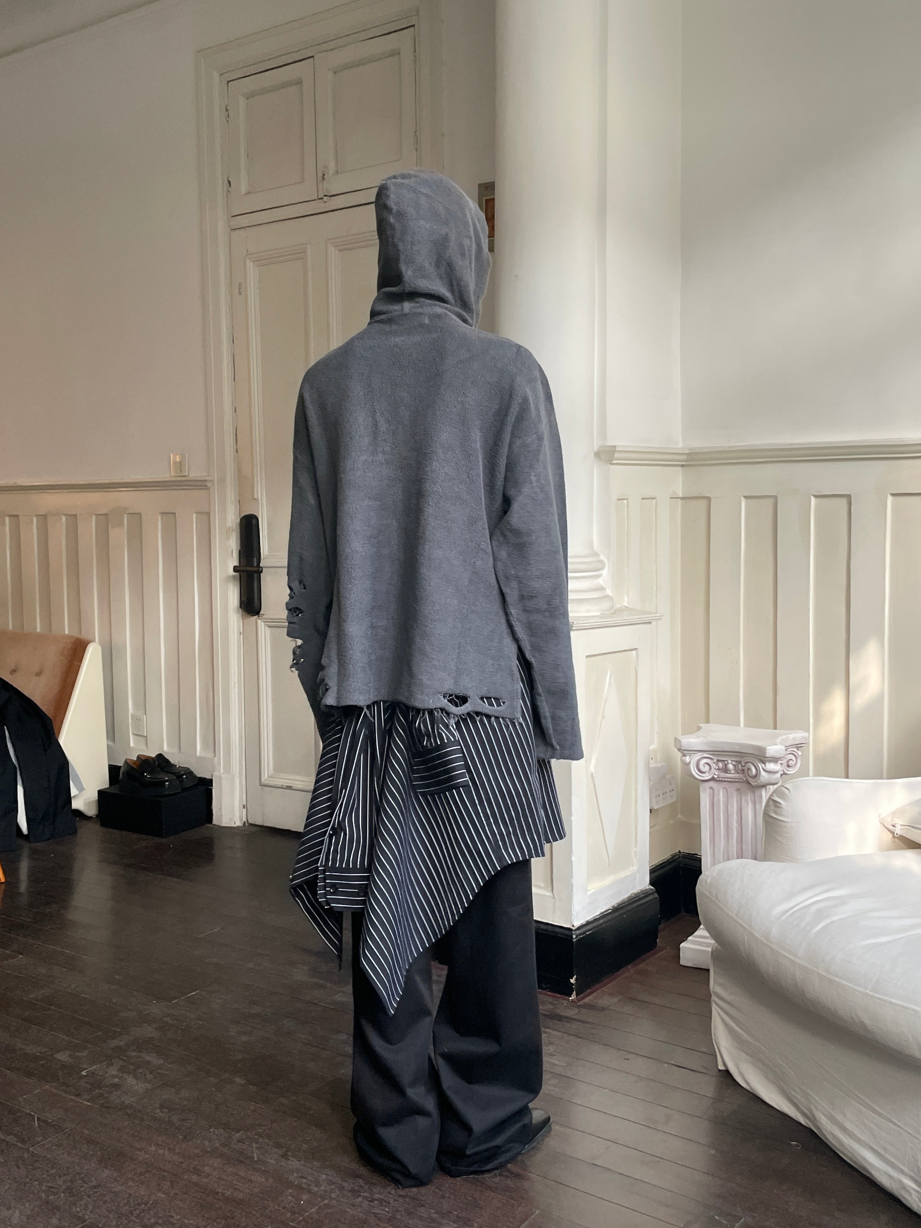 Distressed Inside-Out Hoodie
