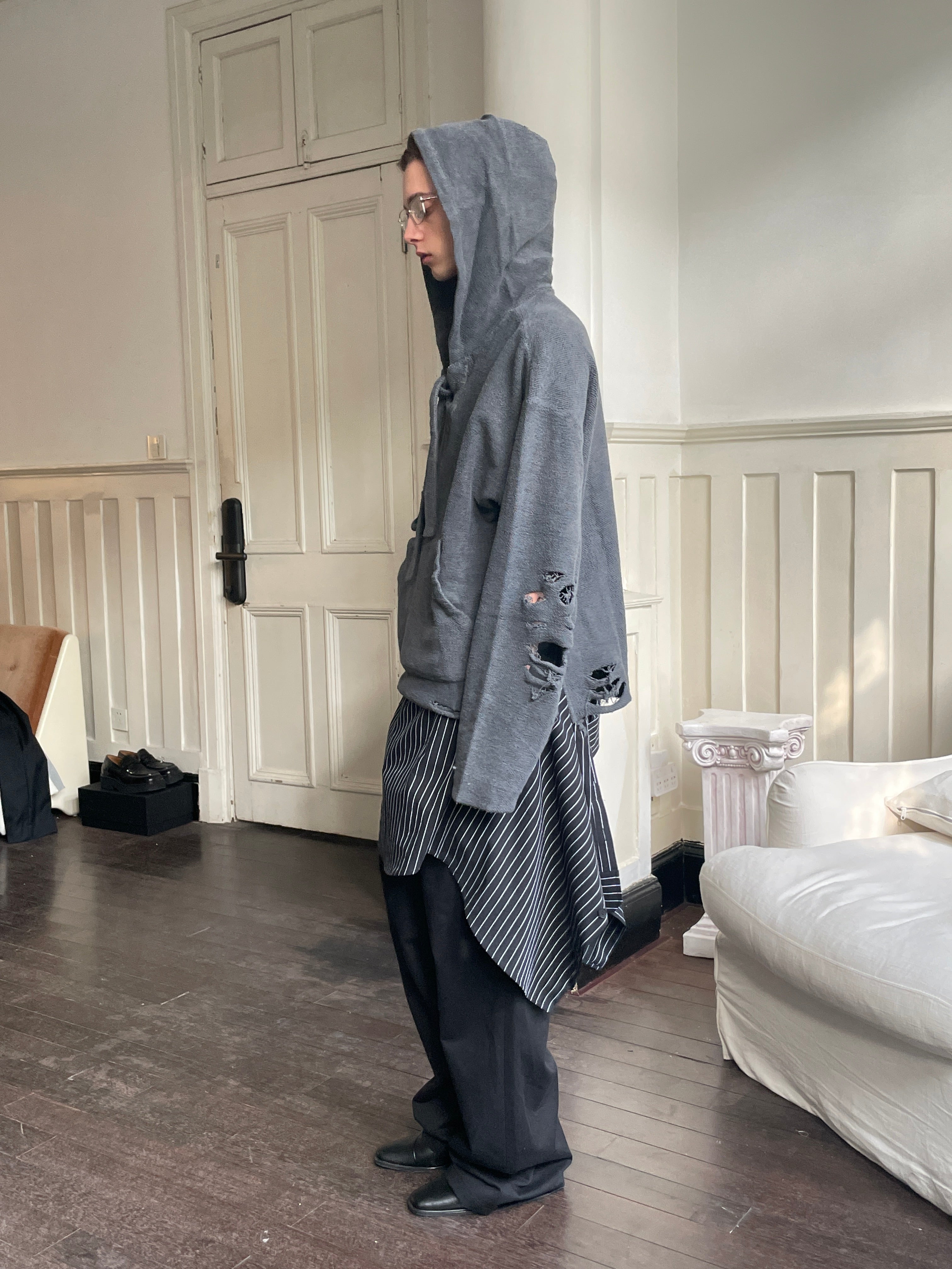 Distressed Inside-Out Hoodie