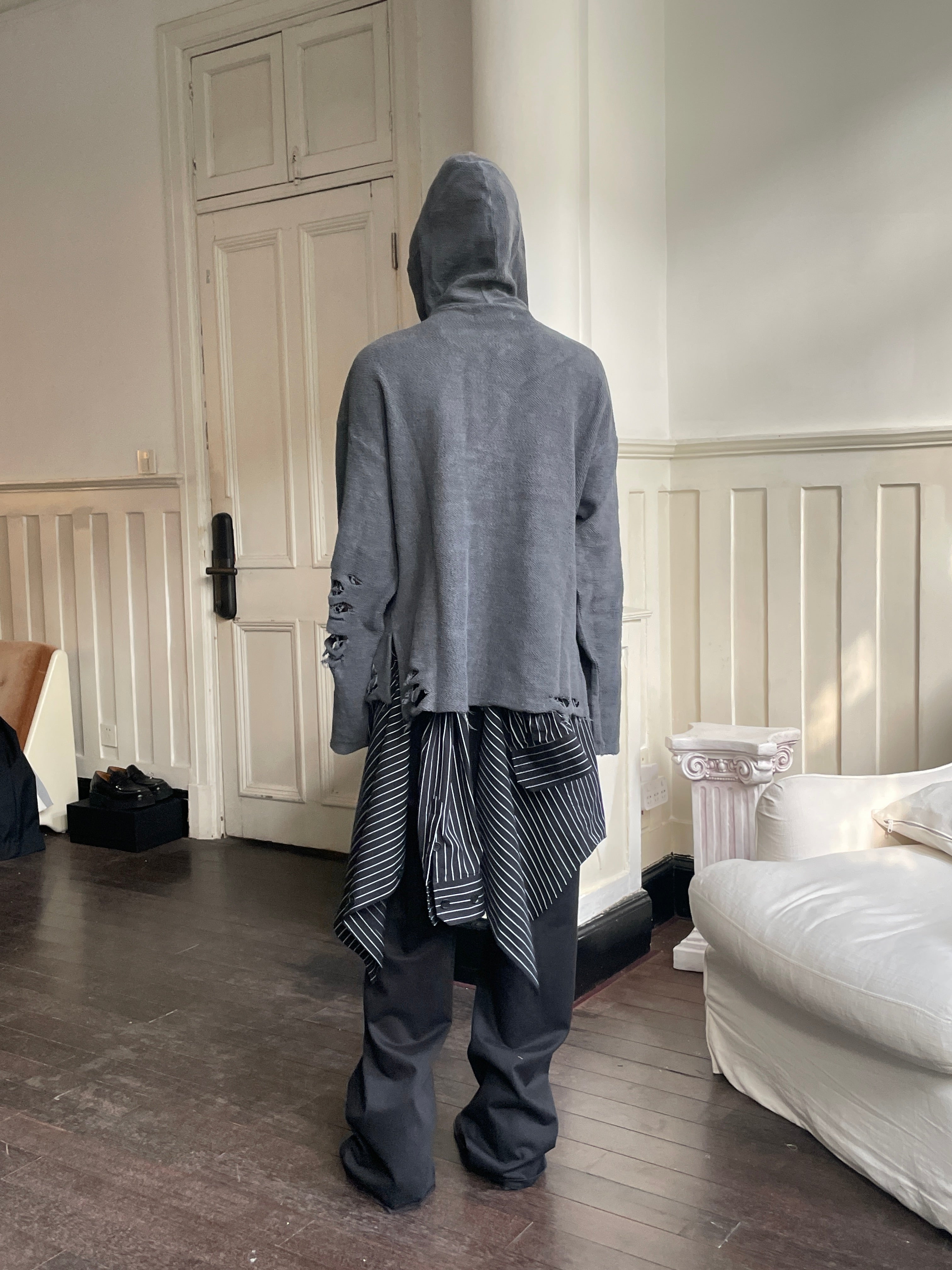 Distressed Inside-Out Hoodie