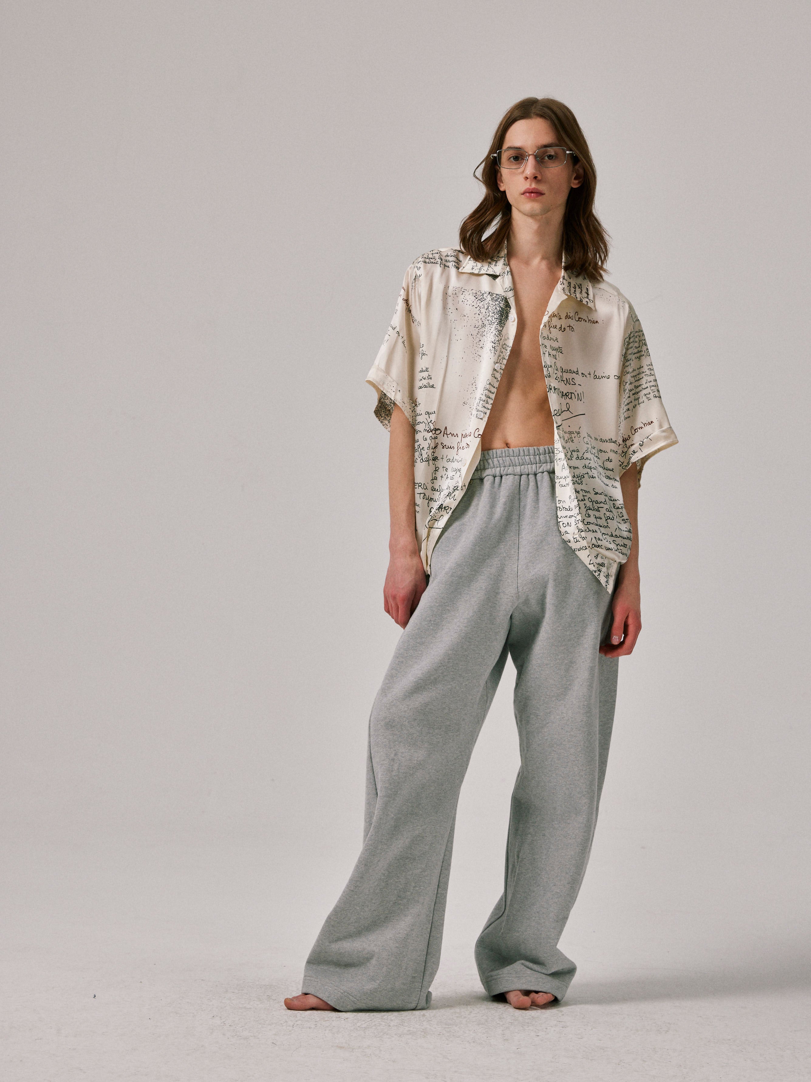 Letter-Print Silk Shirt