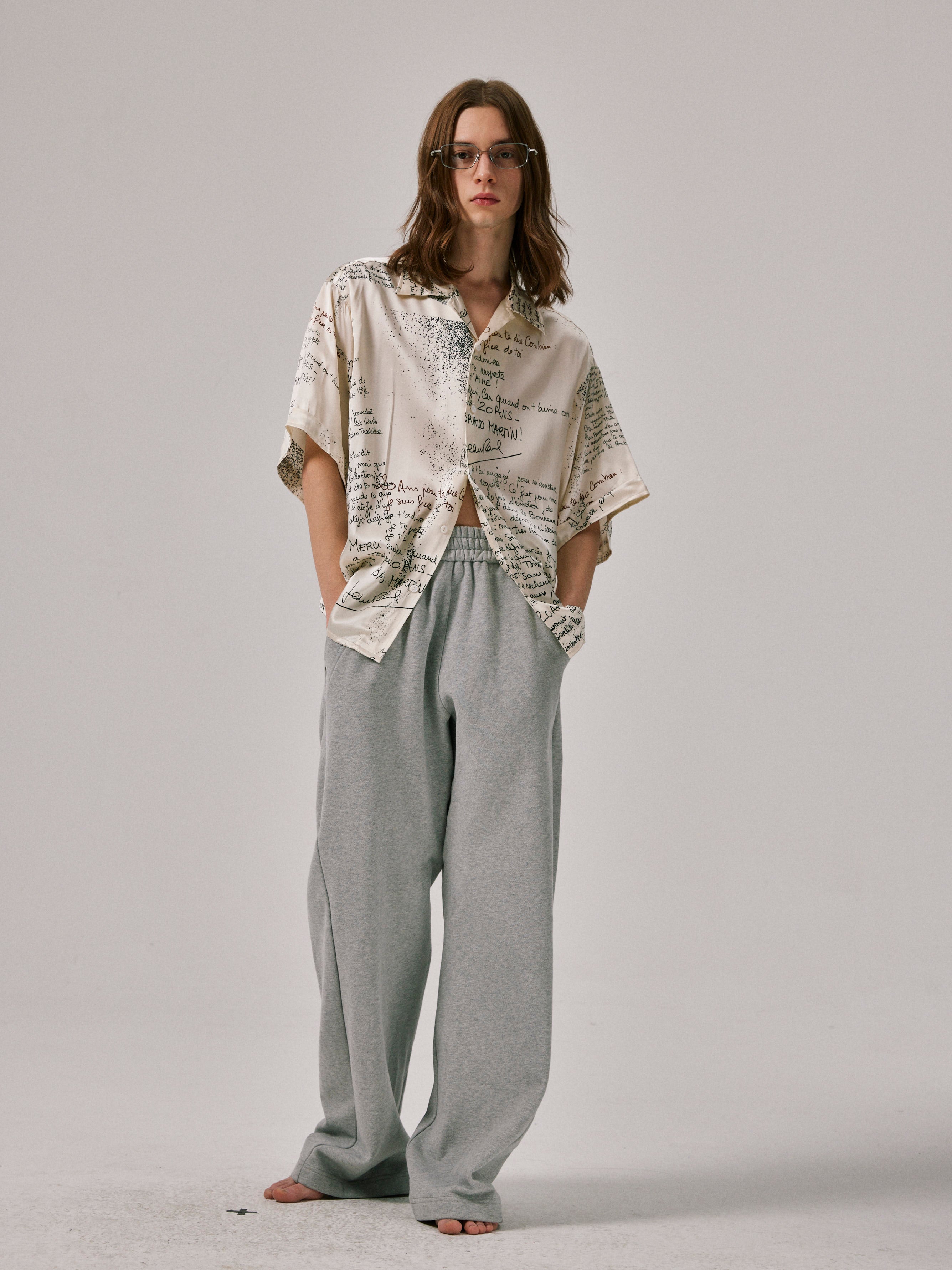 Letter-Print Silk Shirt