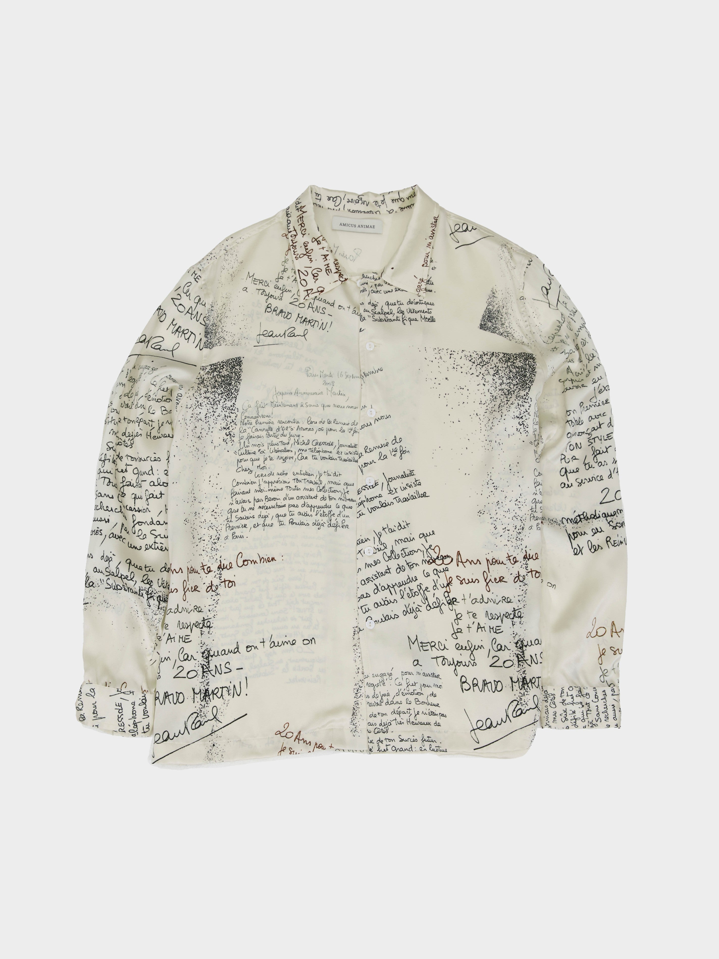 Letter-Print Silk Shirt