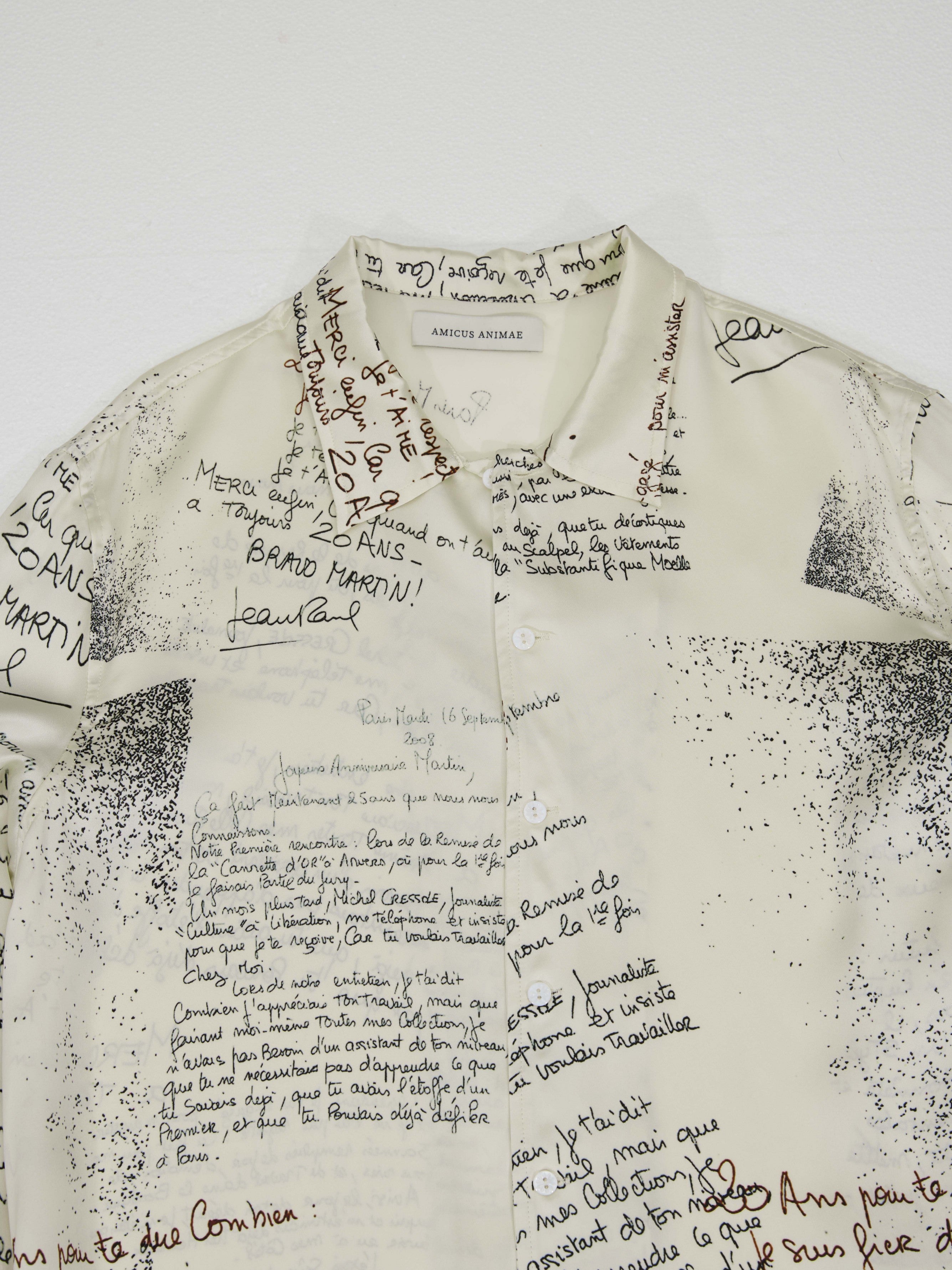 Letter-Print Silk Shirt