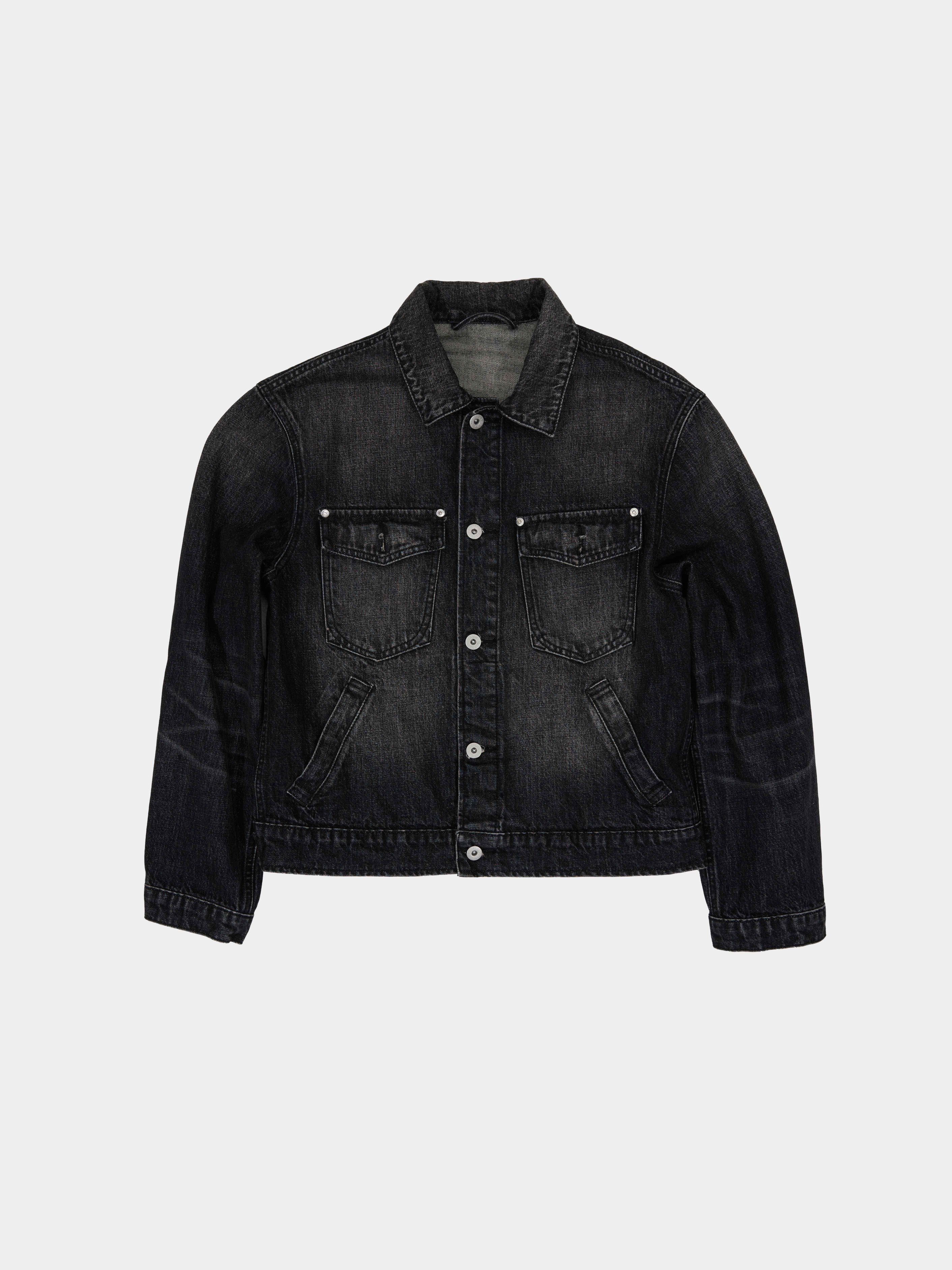 Cropped Oversized Denim Jacket in Vintage Black