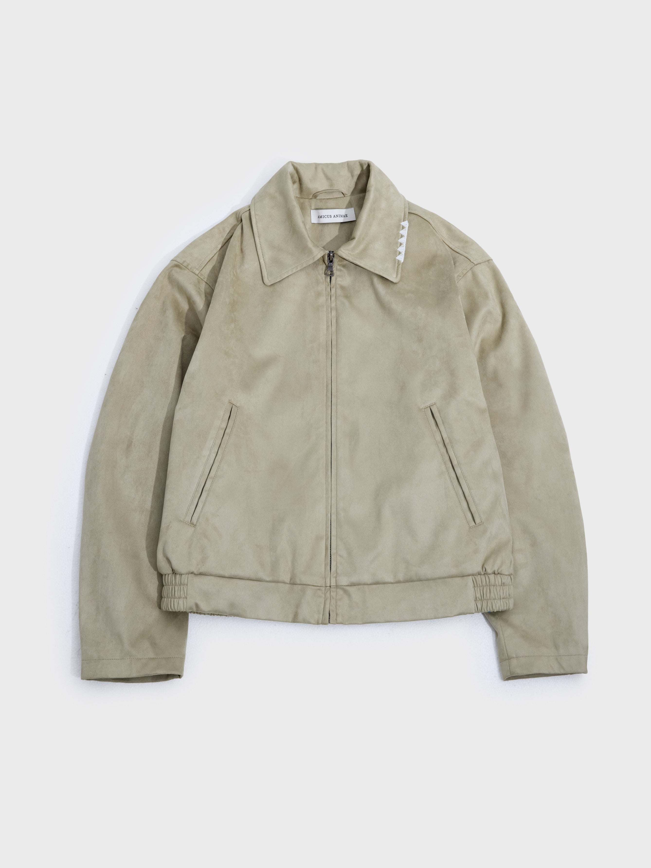 Cropped Suede Jacket With Laser Engraving