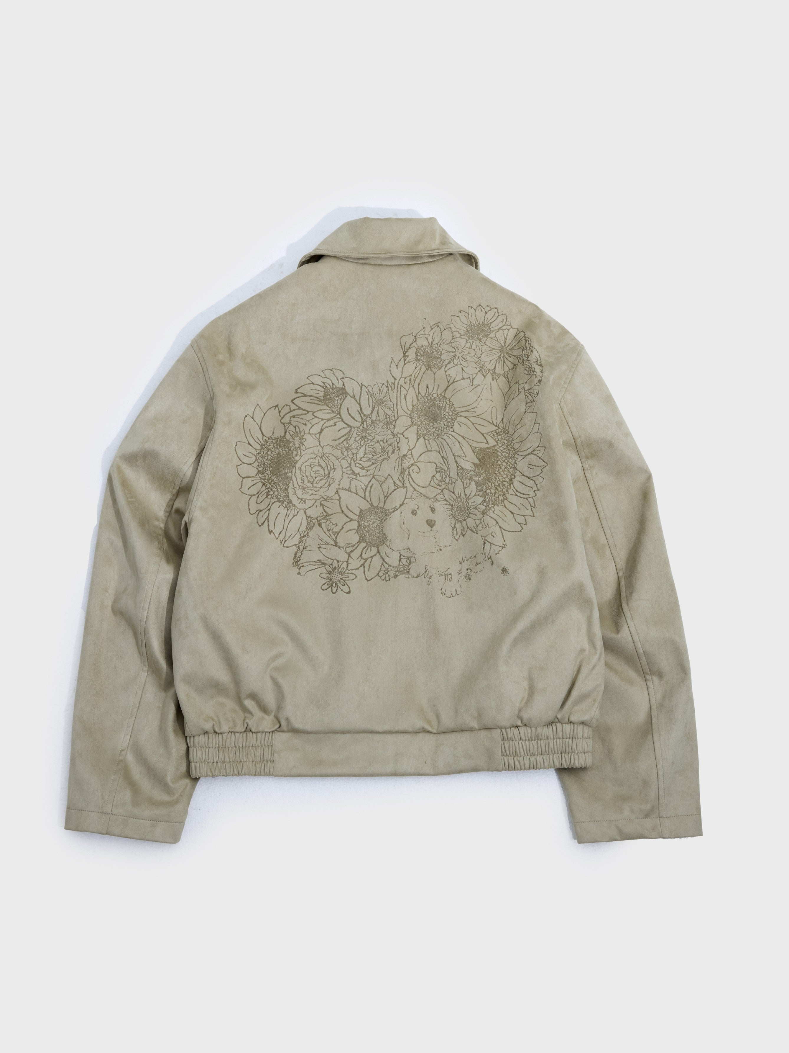 Cropped Suede Jacket With Laser Engraved