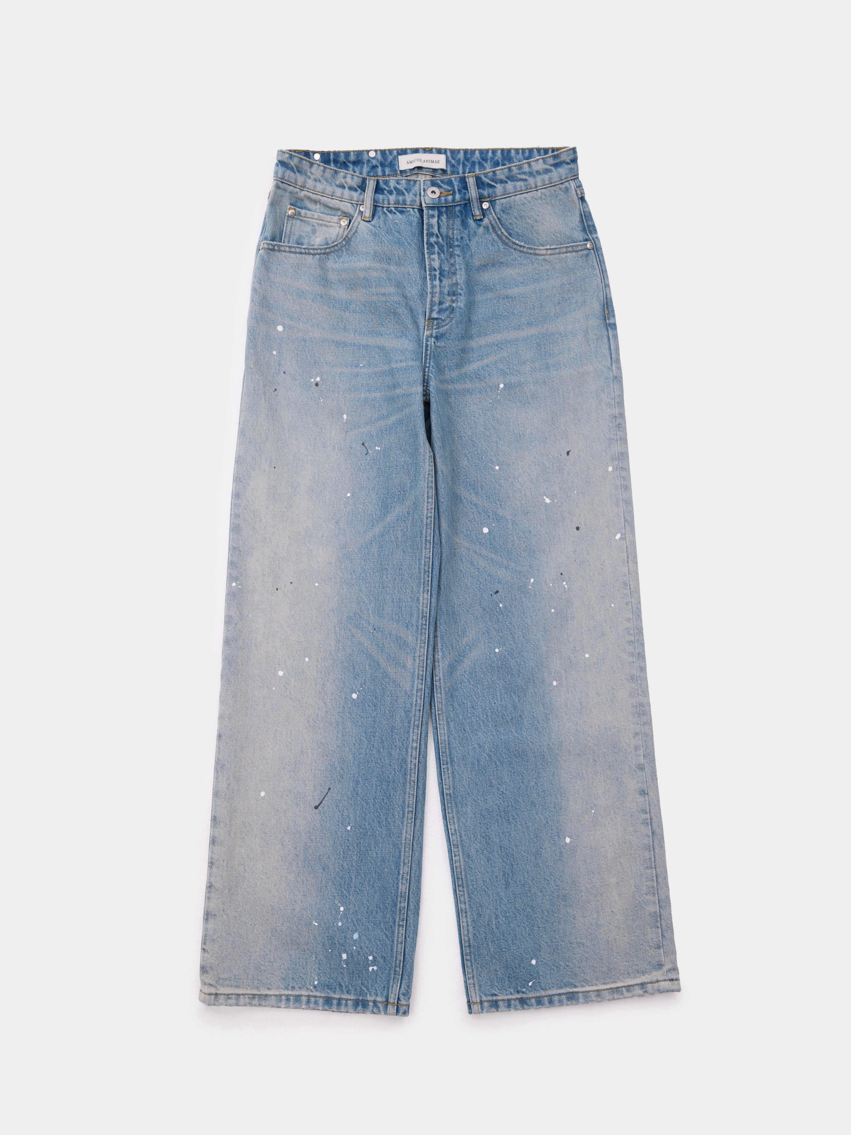 Straight-leg Paint-Splattered Jeans in Vintage Blue