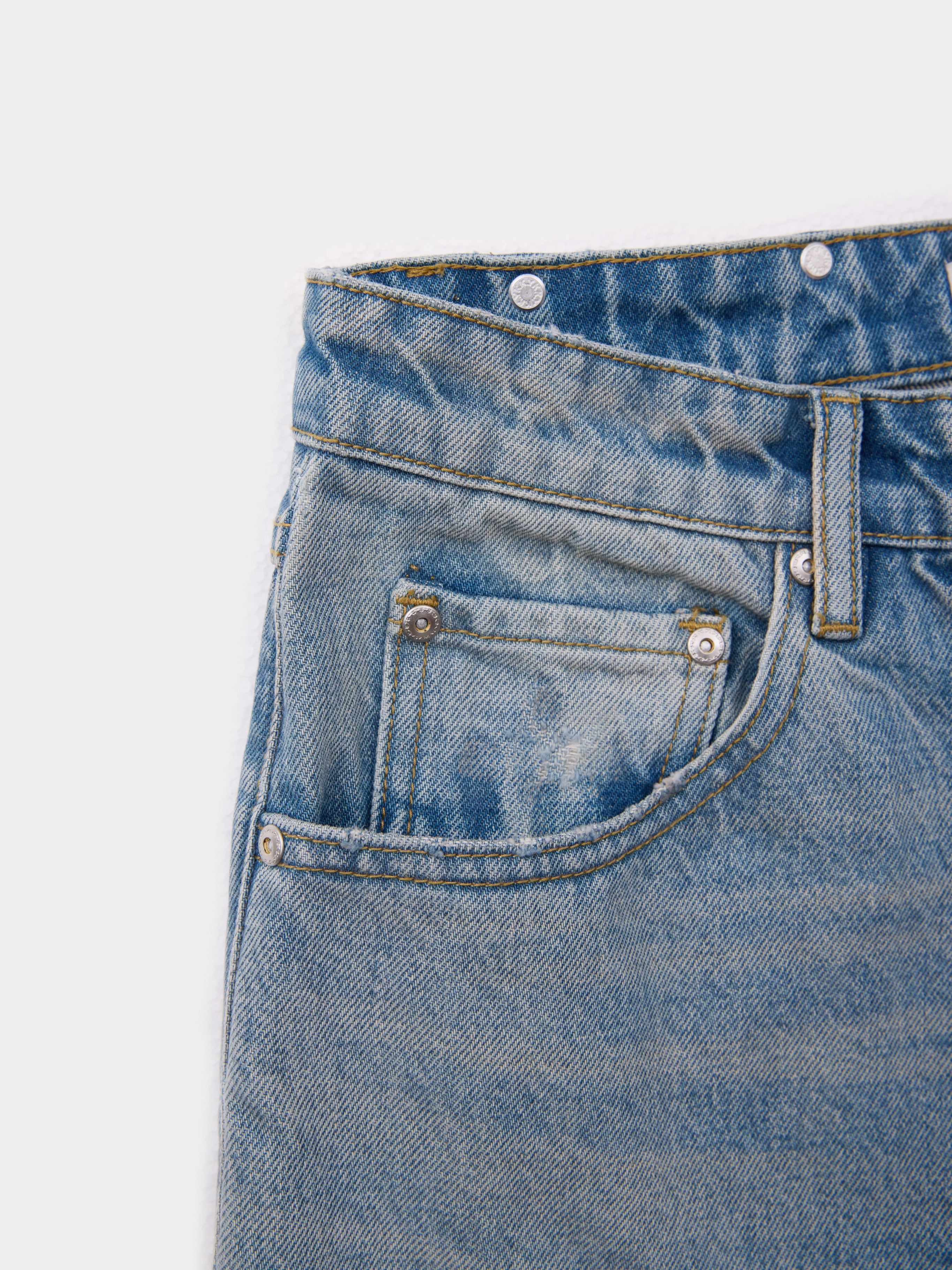 Straight-leg Paint-Splattered Jeans in Vintage Blue