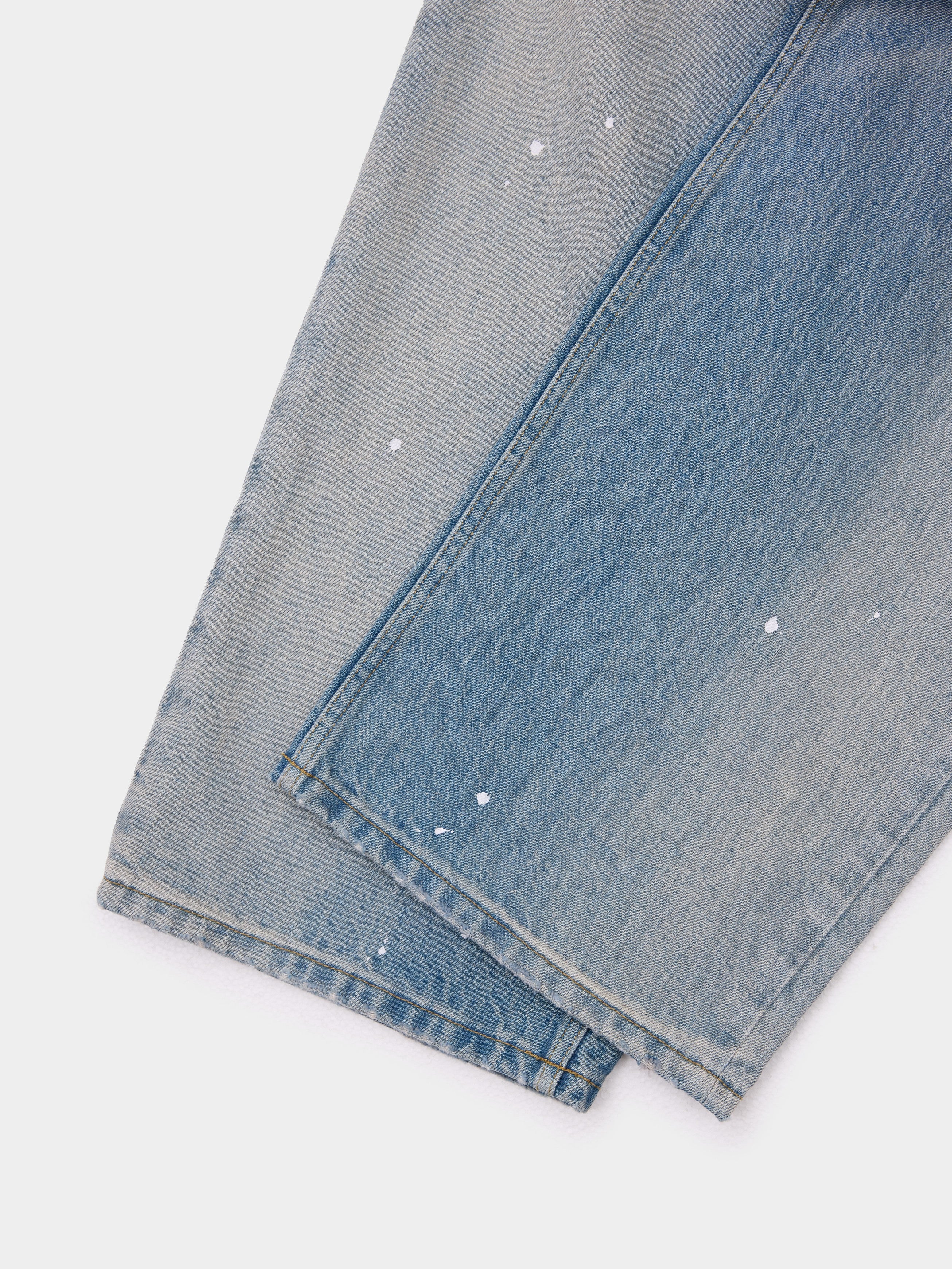 Straight-leg Paint-Splattered Jeans in Vintage Blue