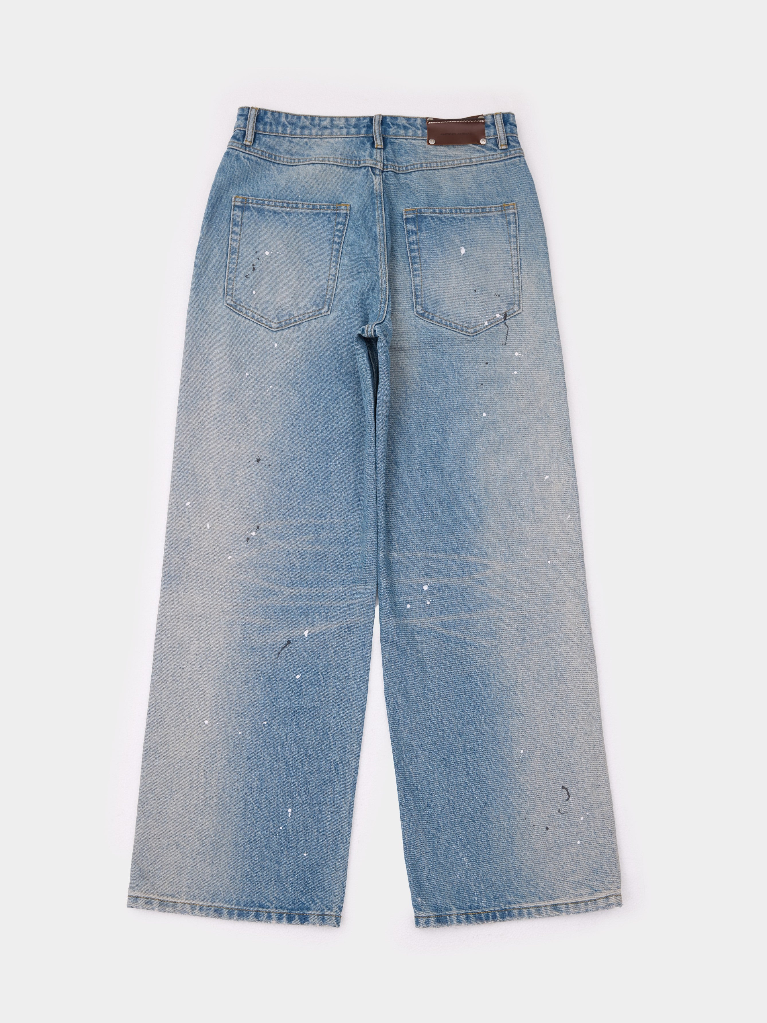 Straight-leg Paint-Splattered Jeans in Vintage Blue