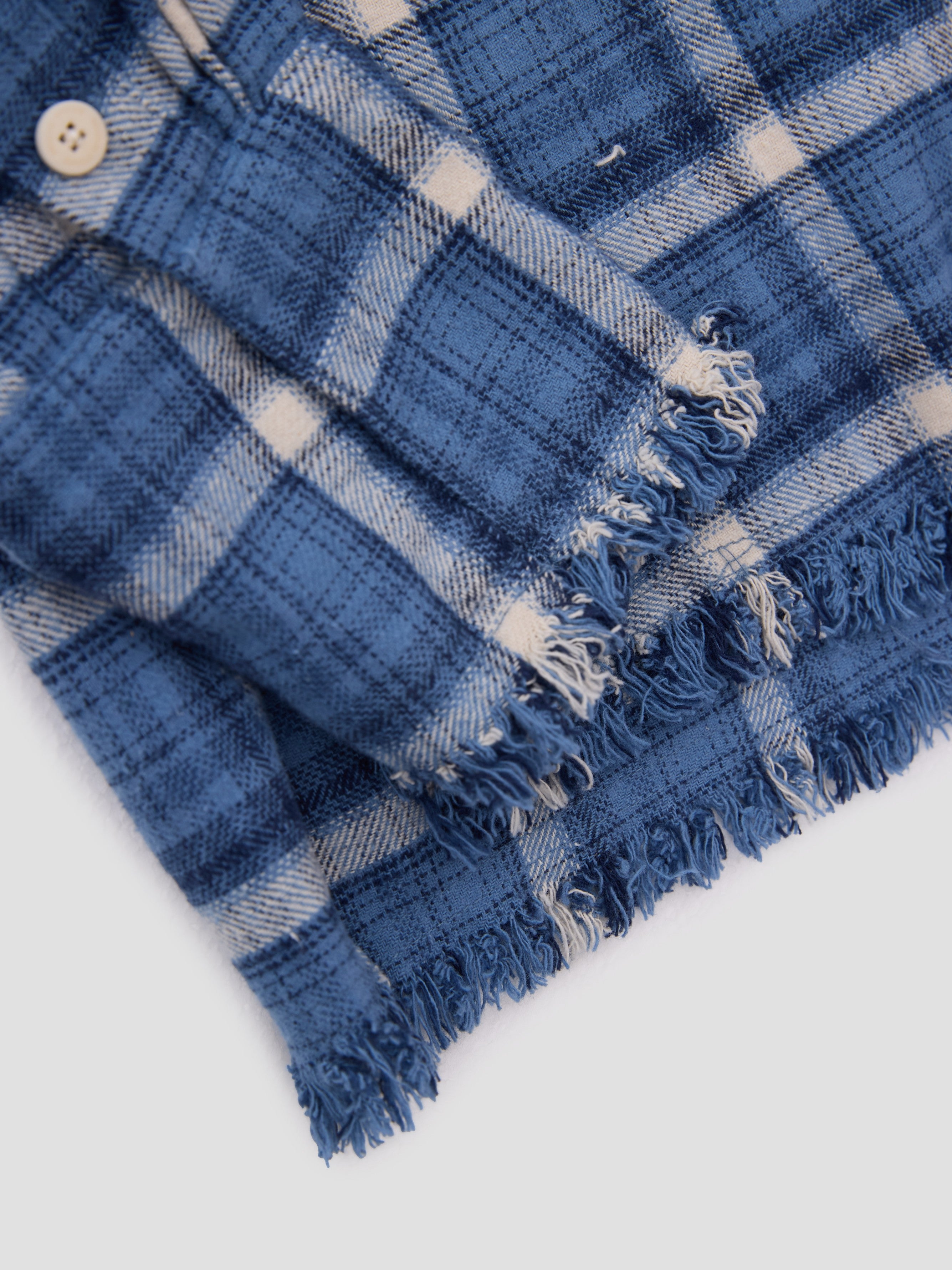 Distressed Flannel Plaid Shirt