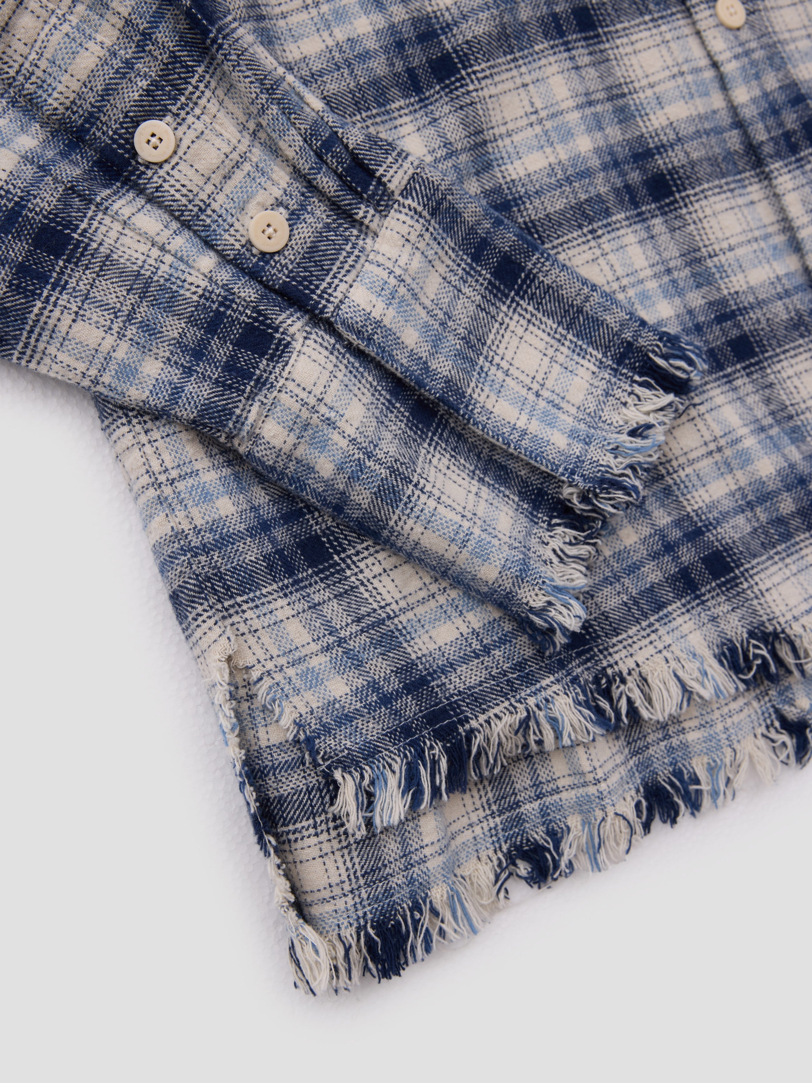 Distressed Flannel Plaid Shirt