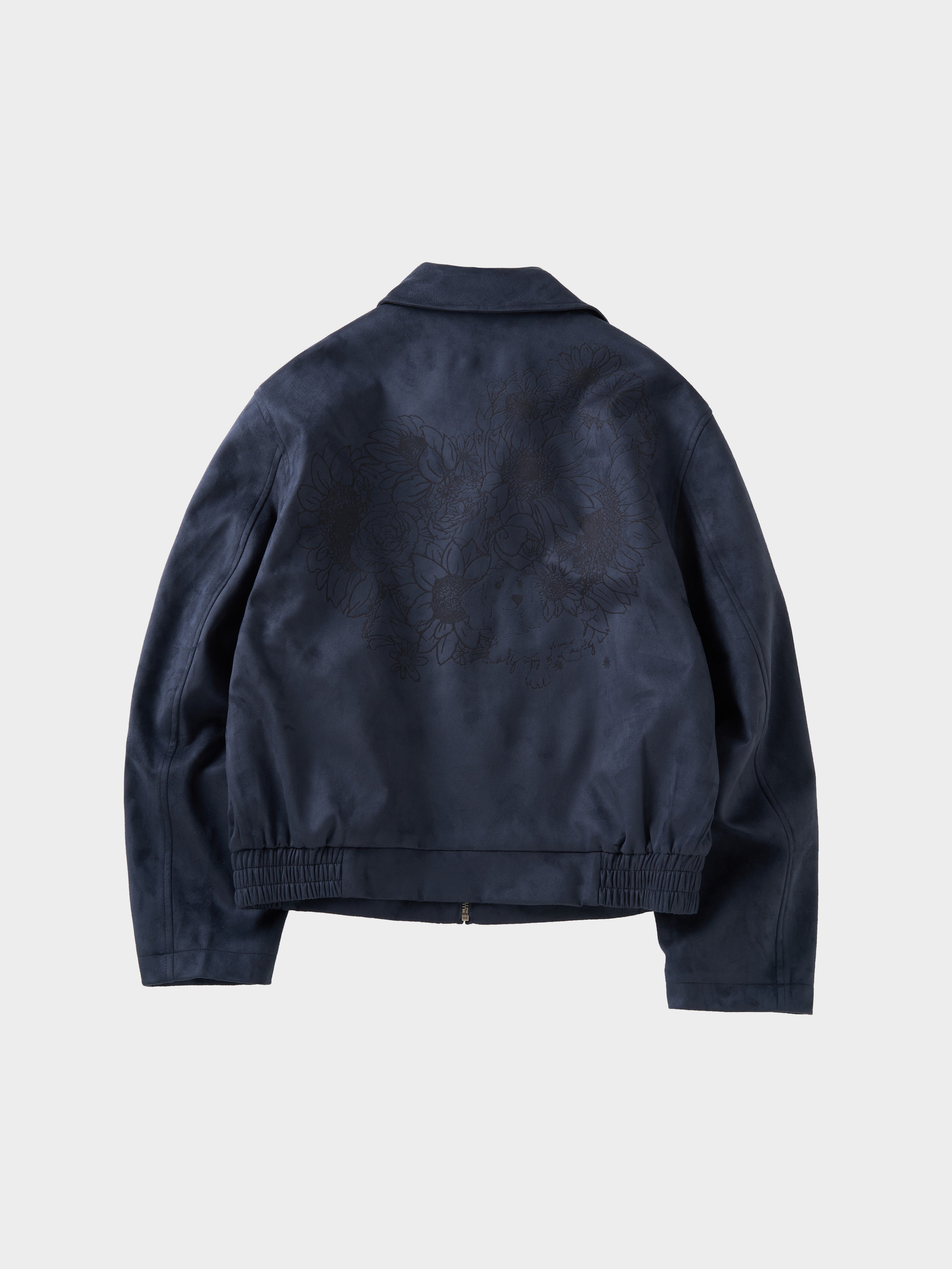Cropped Suede Jacket With Laser Engraved