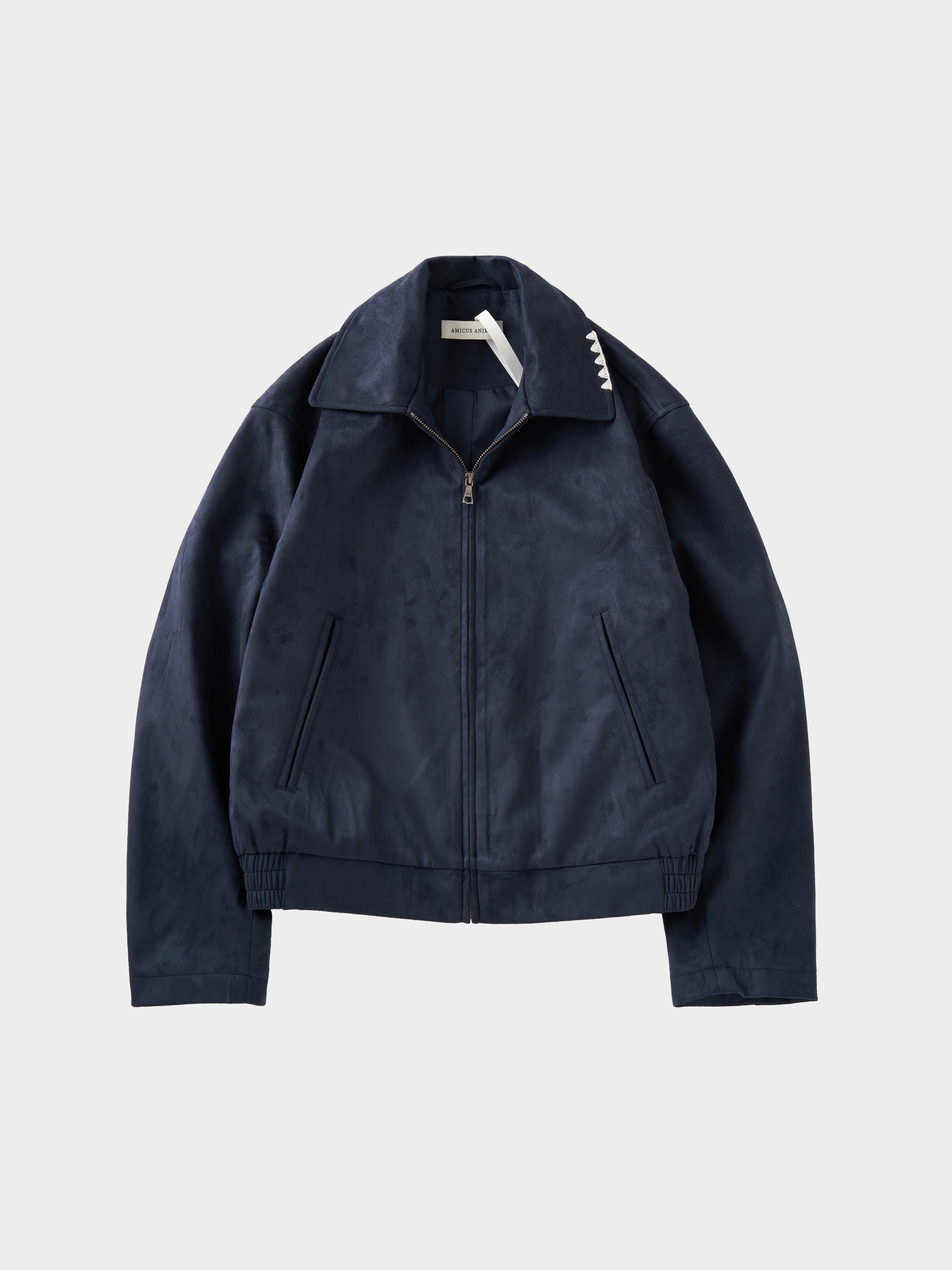 Cropped Suede Jacket With Laser Engraving