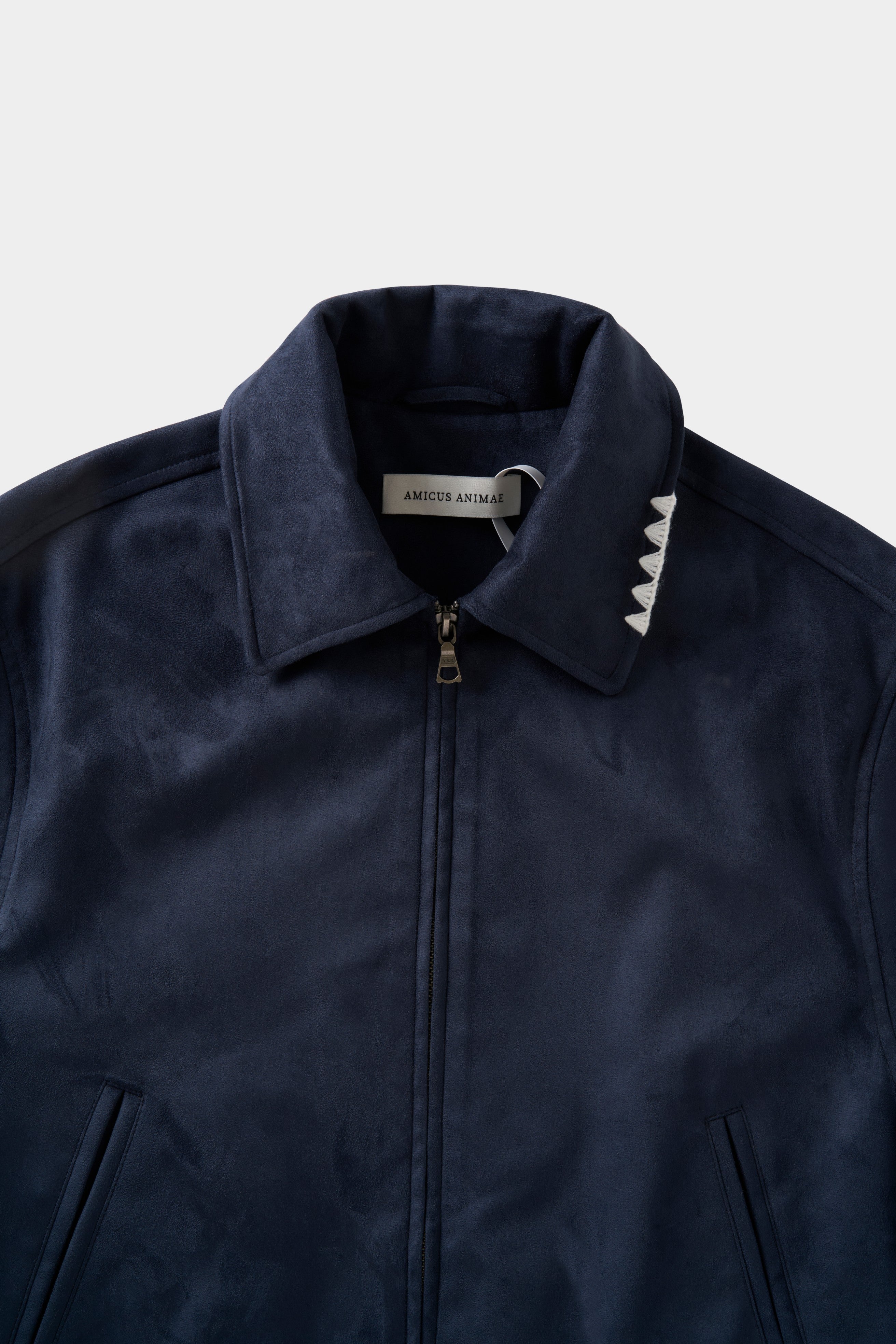 Cropped Suede Jacket With Laser Engraved