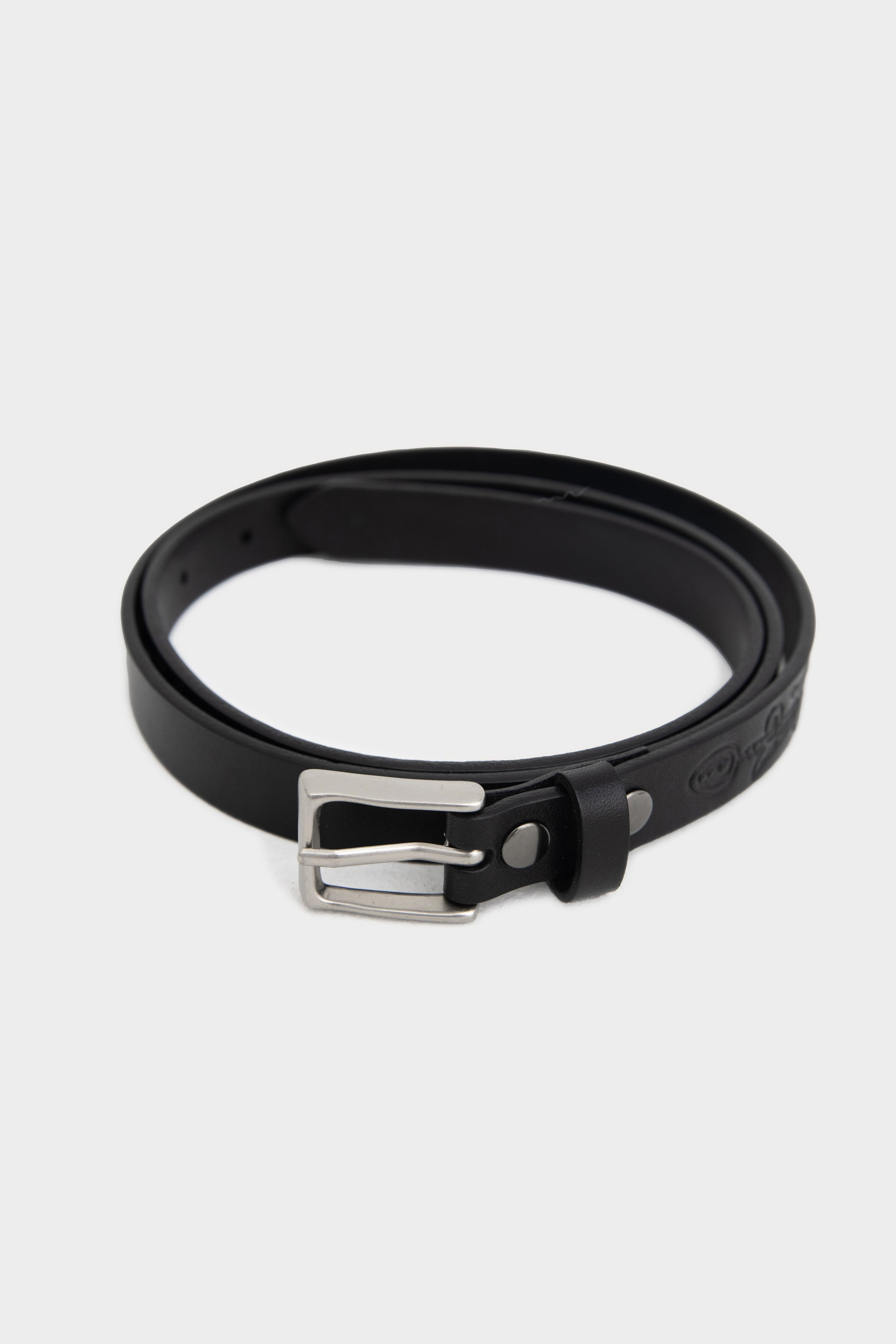 Floral Leather Belt in Black